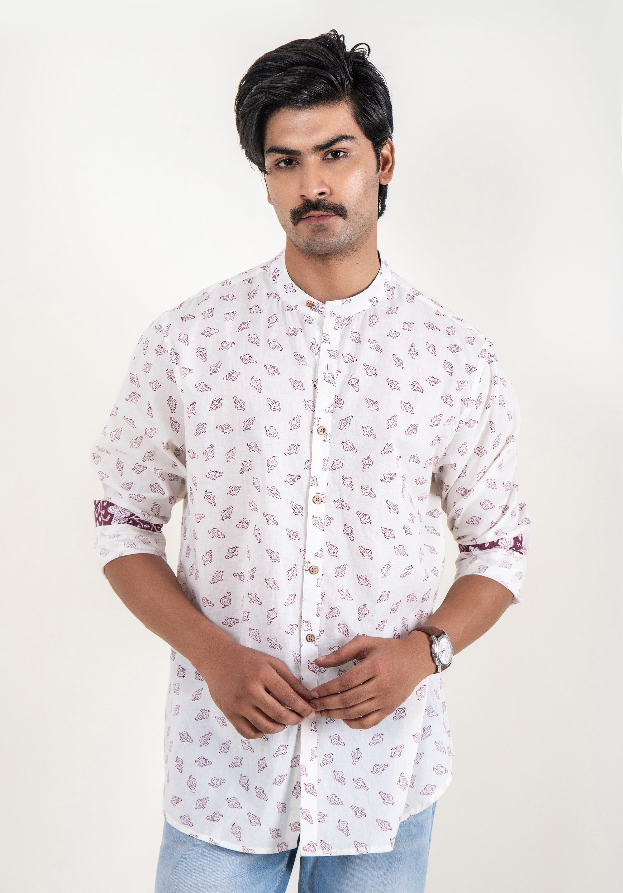 Organic Block Printed Men's Shirt
