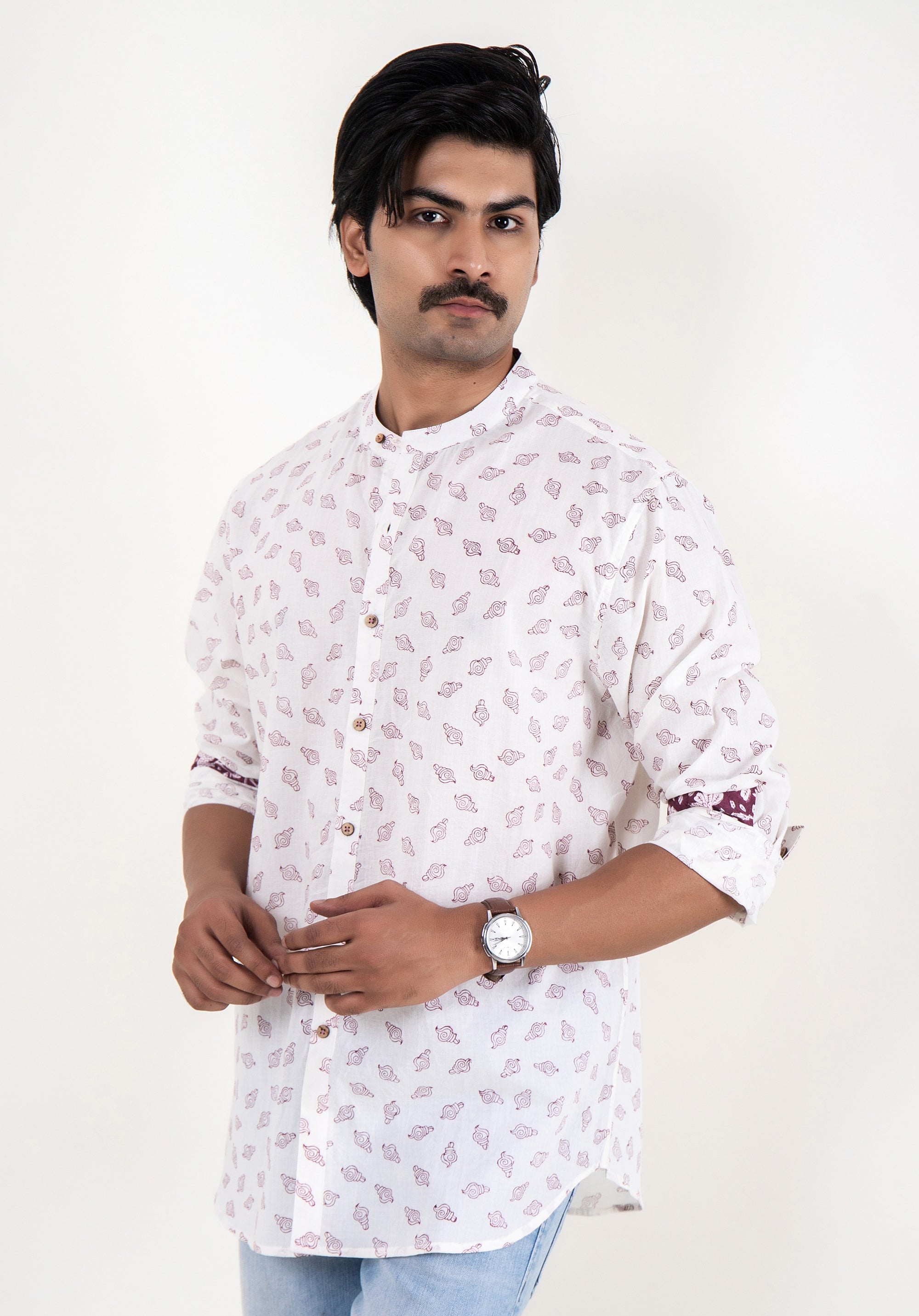 Organic Block Printed Men's Shirt