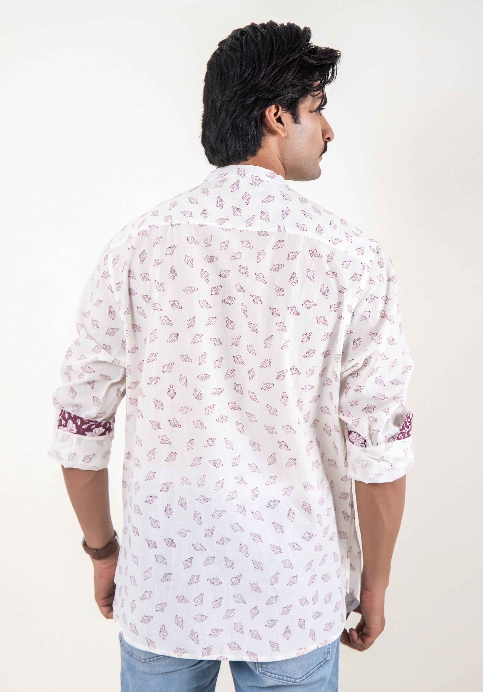 Organic Block Printed Men's Shirt