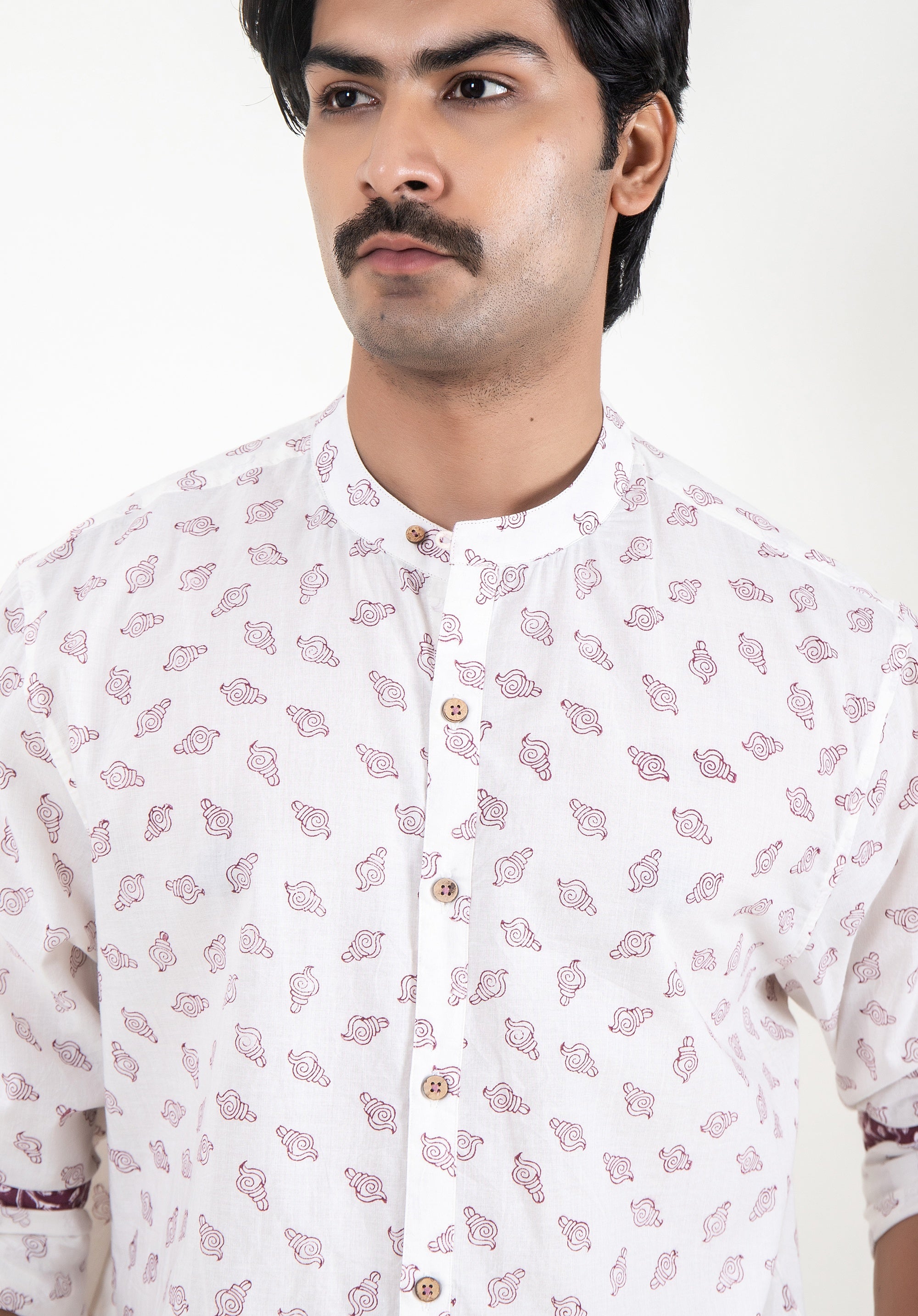 Organic Block Printed Men's Shirt