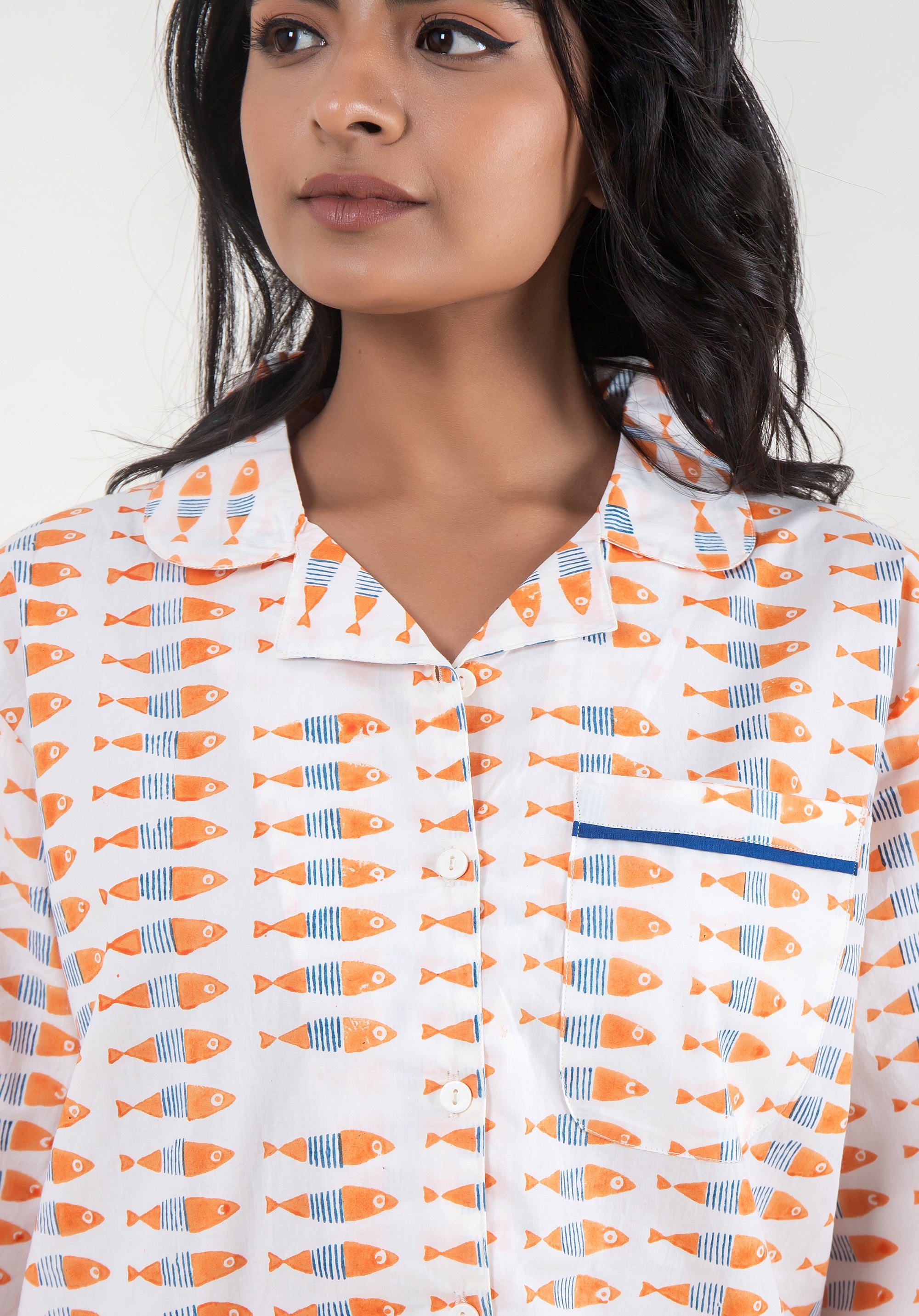 Premium cotton Women Nightsuit Fish Orange