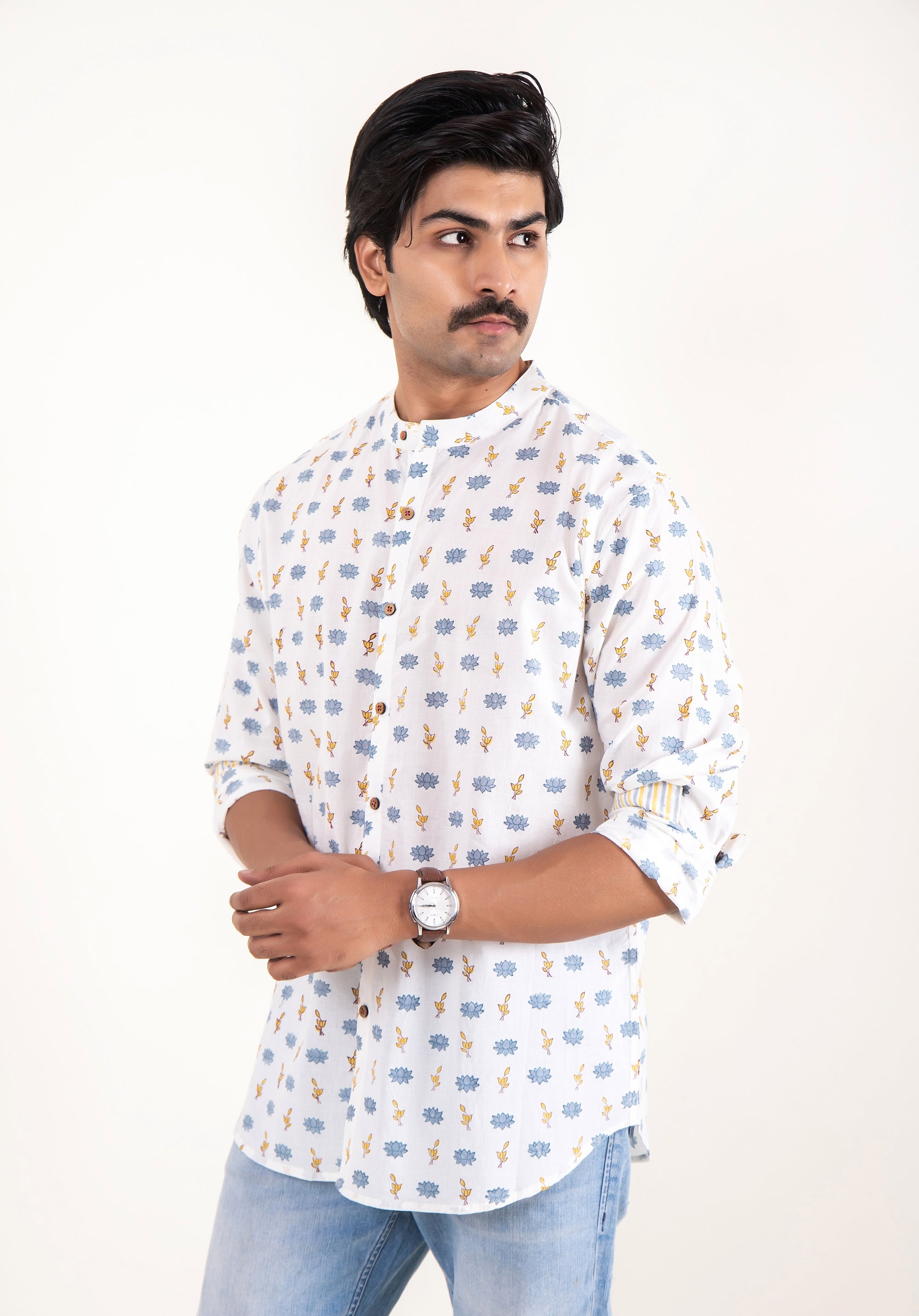 Organic Block Printed Men's Shirt
