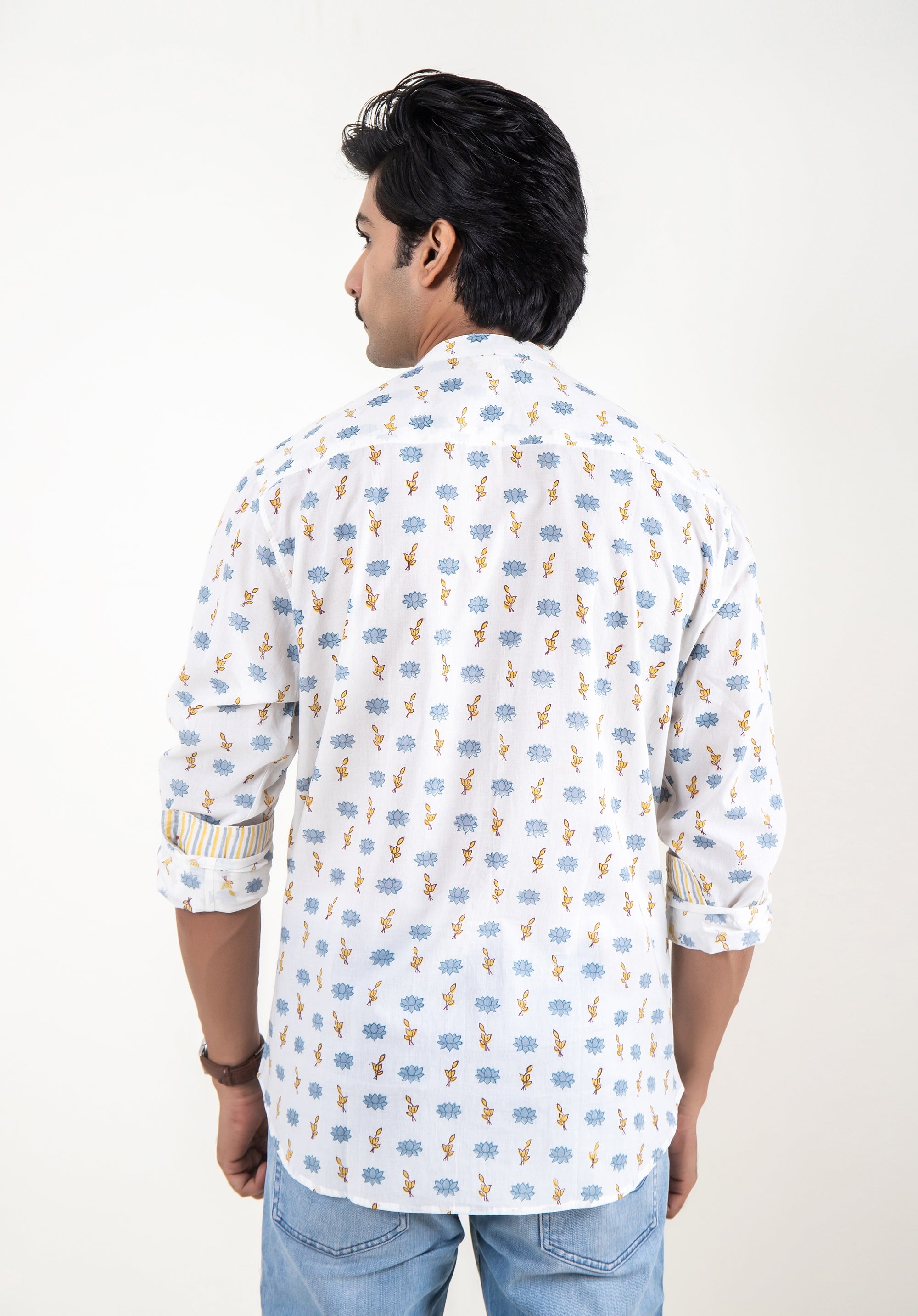 Organic Block Printed Men's Shirt