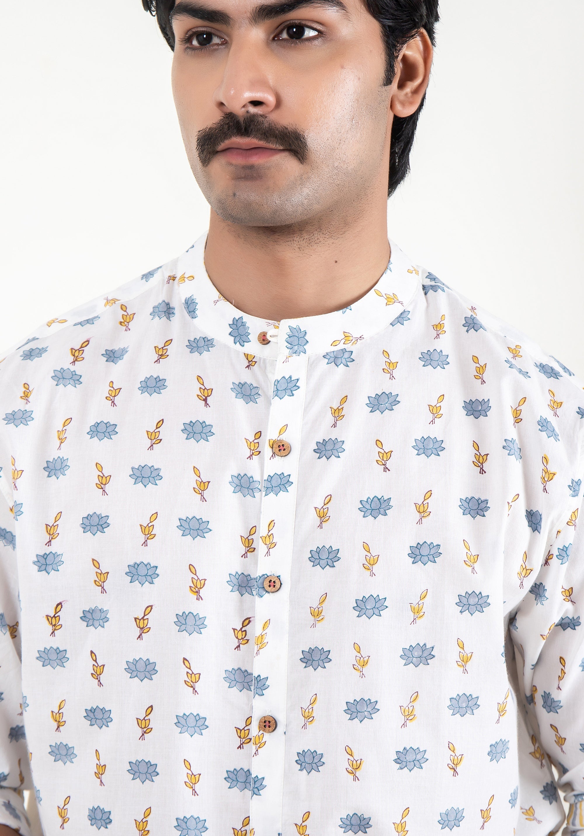 Organic Block Printed Men's Shirt