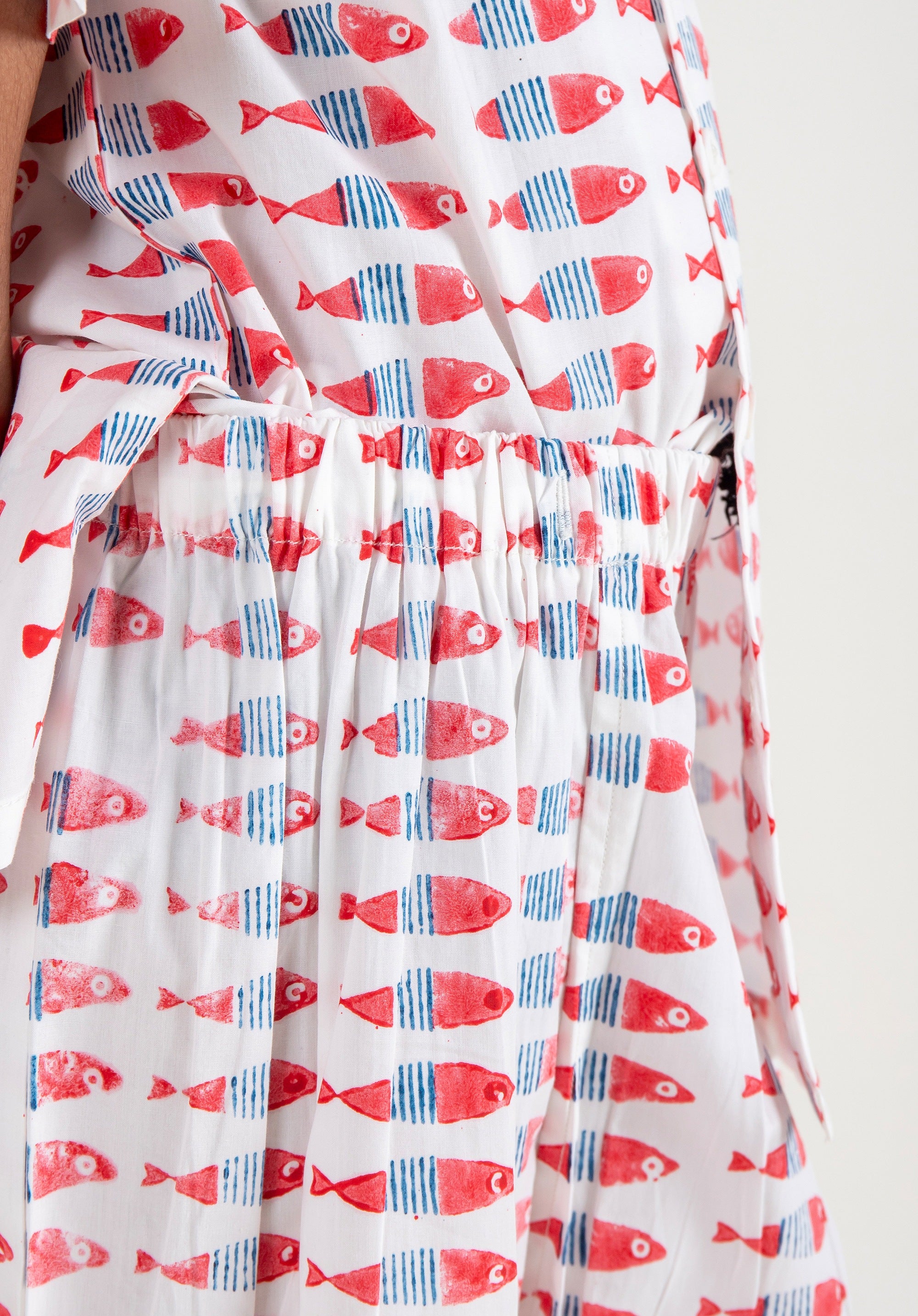 Block Printed Nightsuit Fish Coral