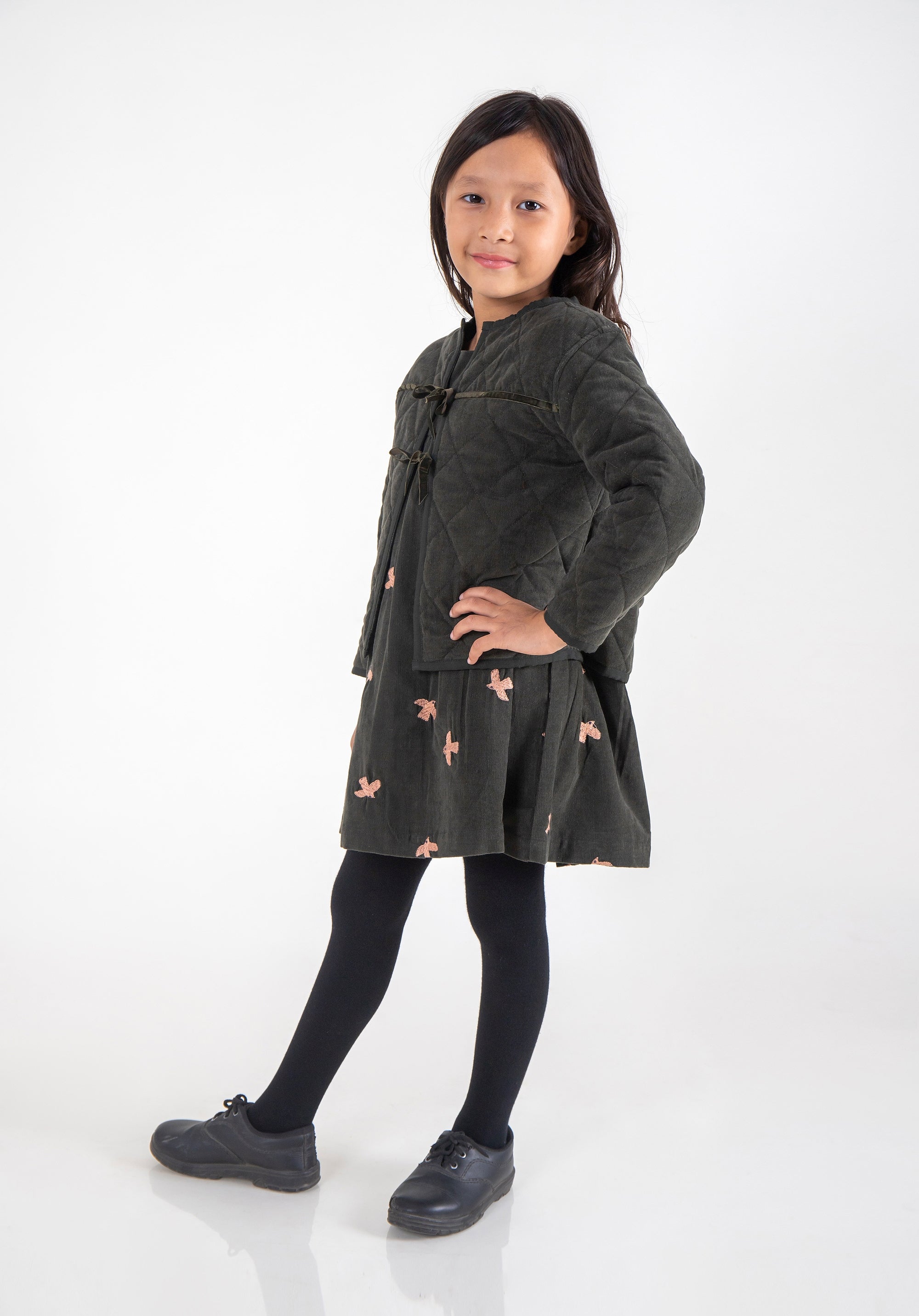 Quilted Reversible Corduroy Jacket Olive Green