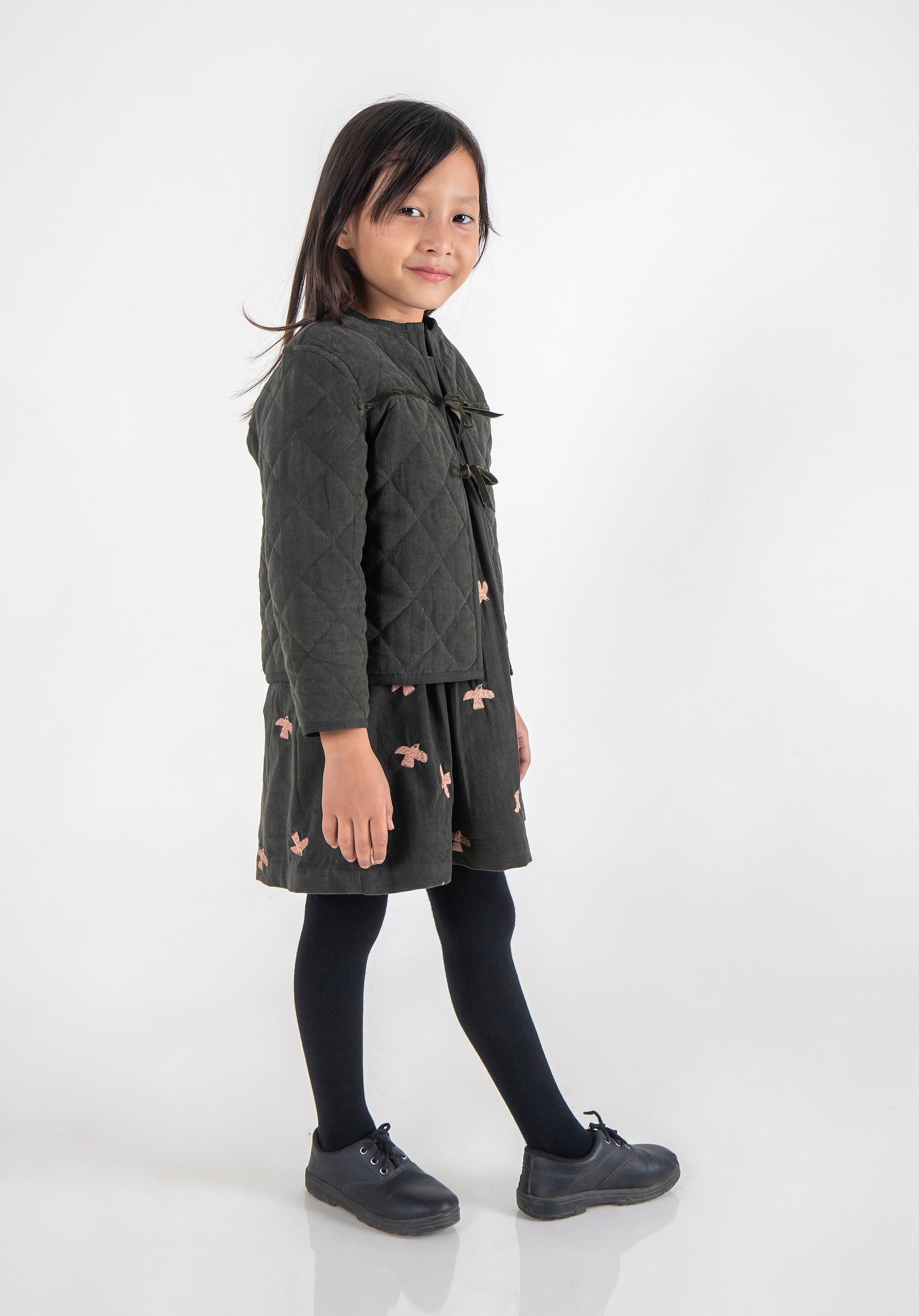 Quilted Reversible Corduroy Jacket Olive Green