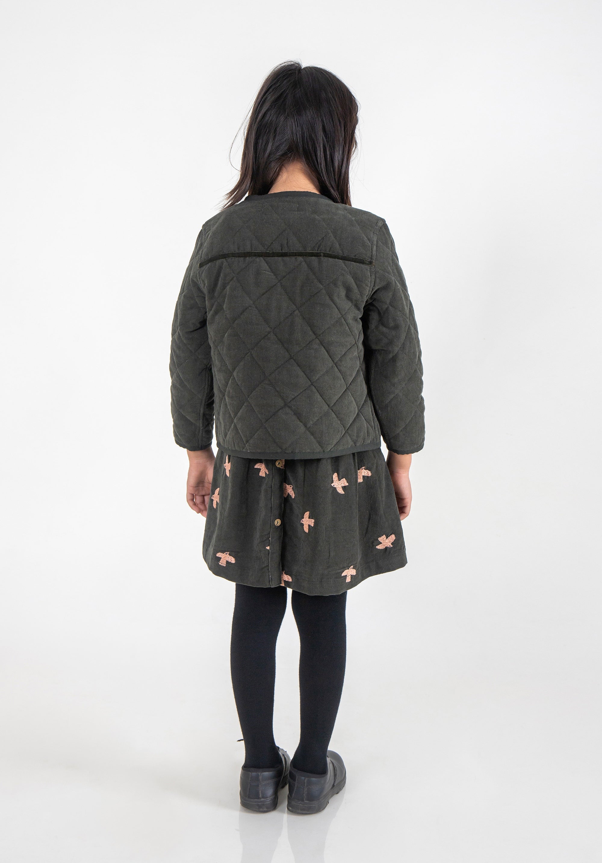 Quilted Reversible Corduroy Jacket Olive Green