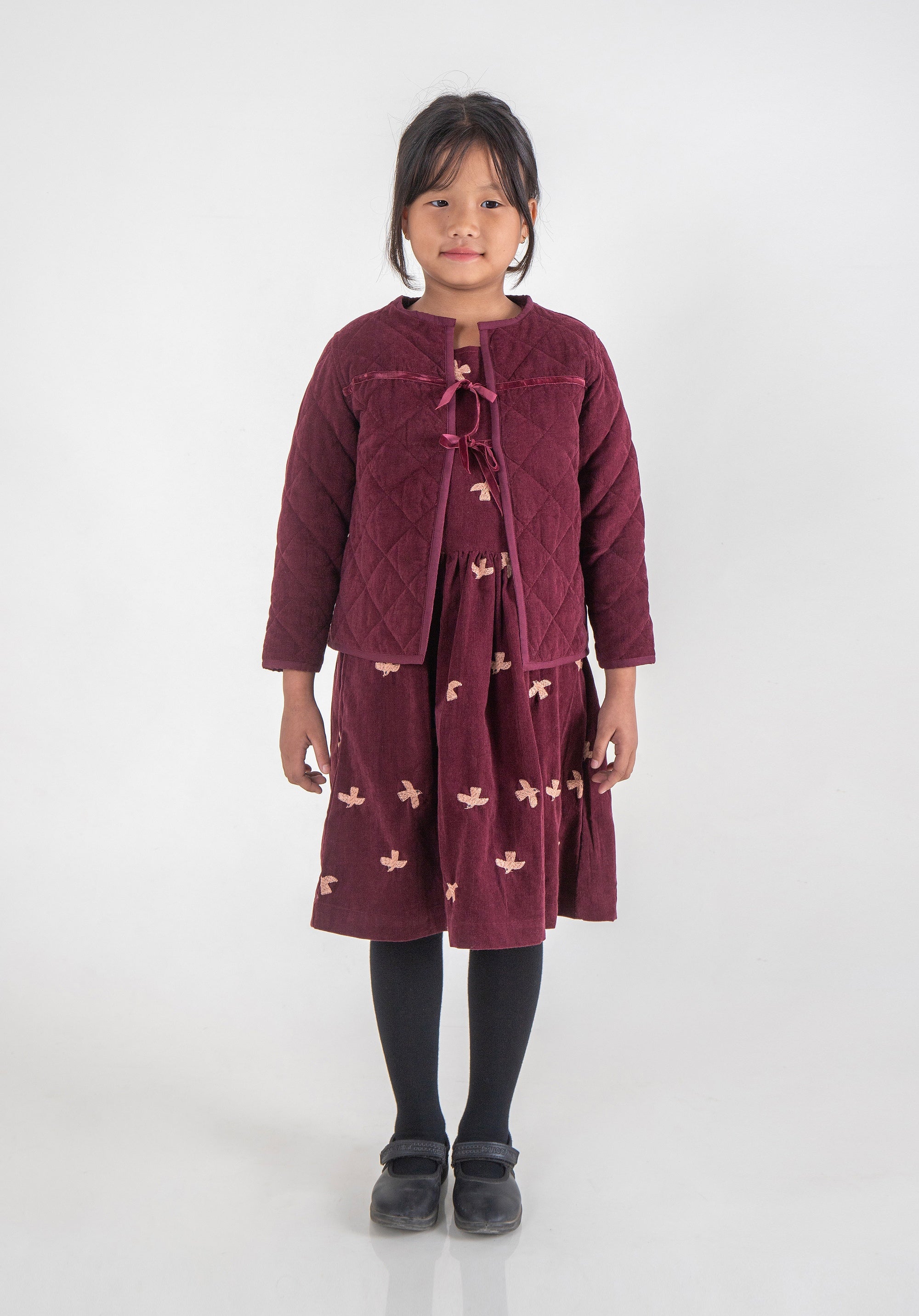 Quilted Reversible Corduroy Jacket Burgundy