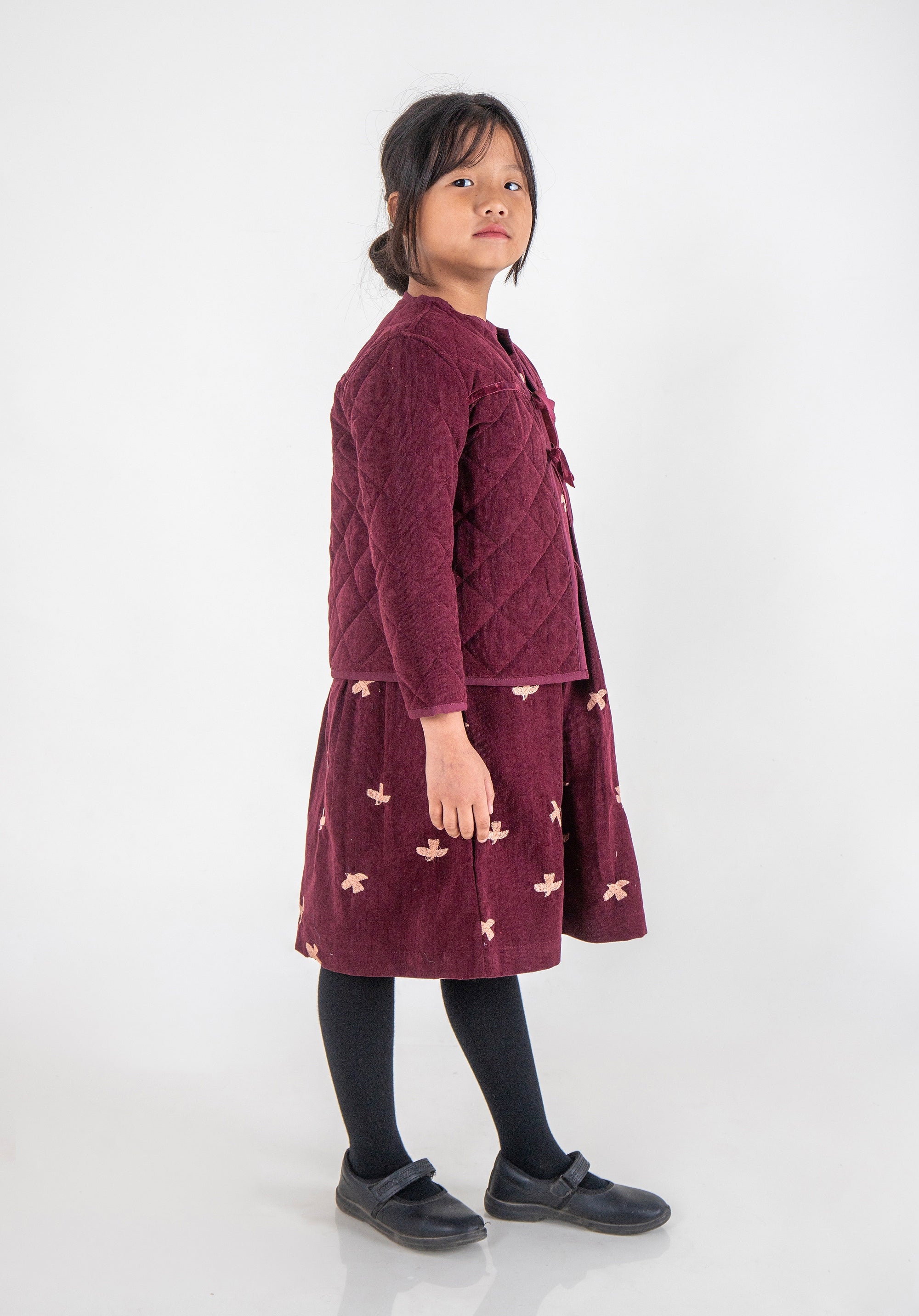 Quilted Reversible Corduroy Jacket Burgundy