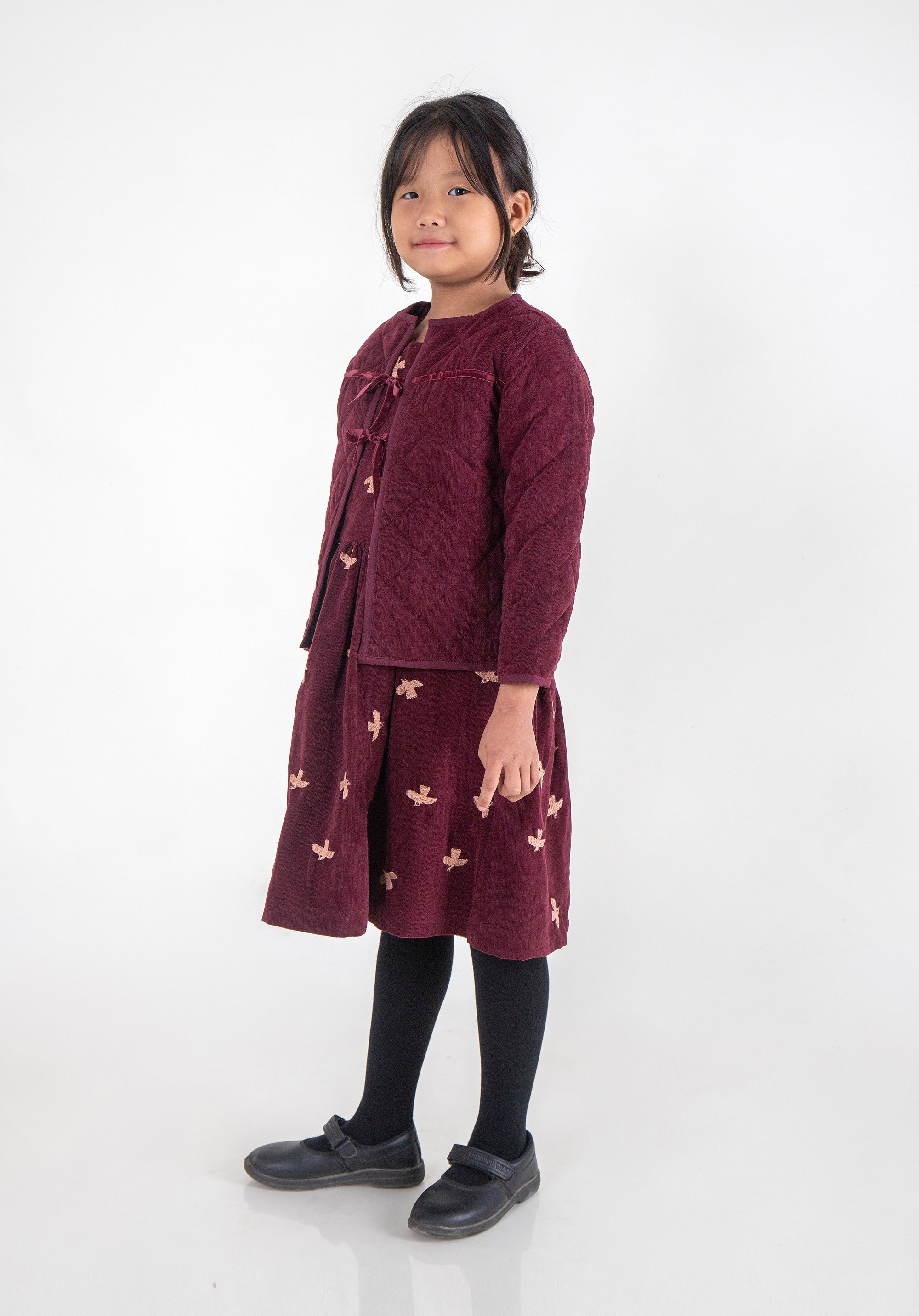 Quilted Reversible Corduroy Jacket Burgundy