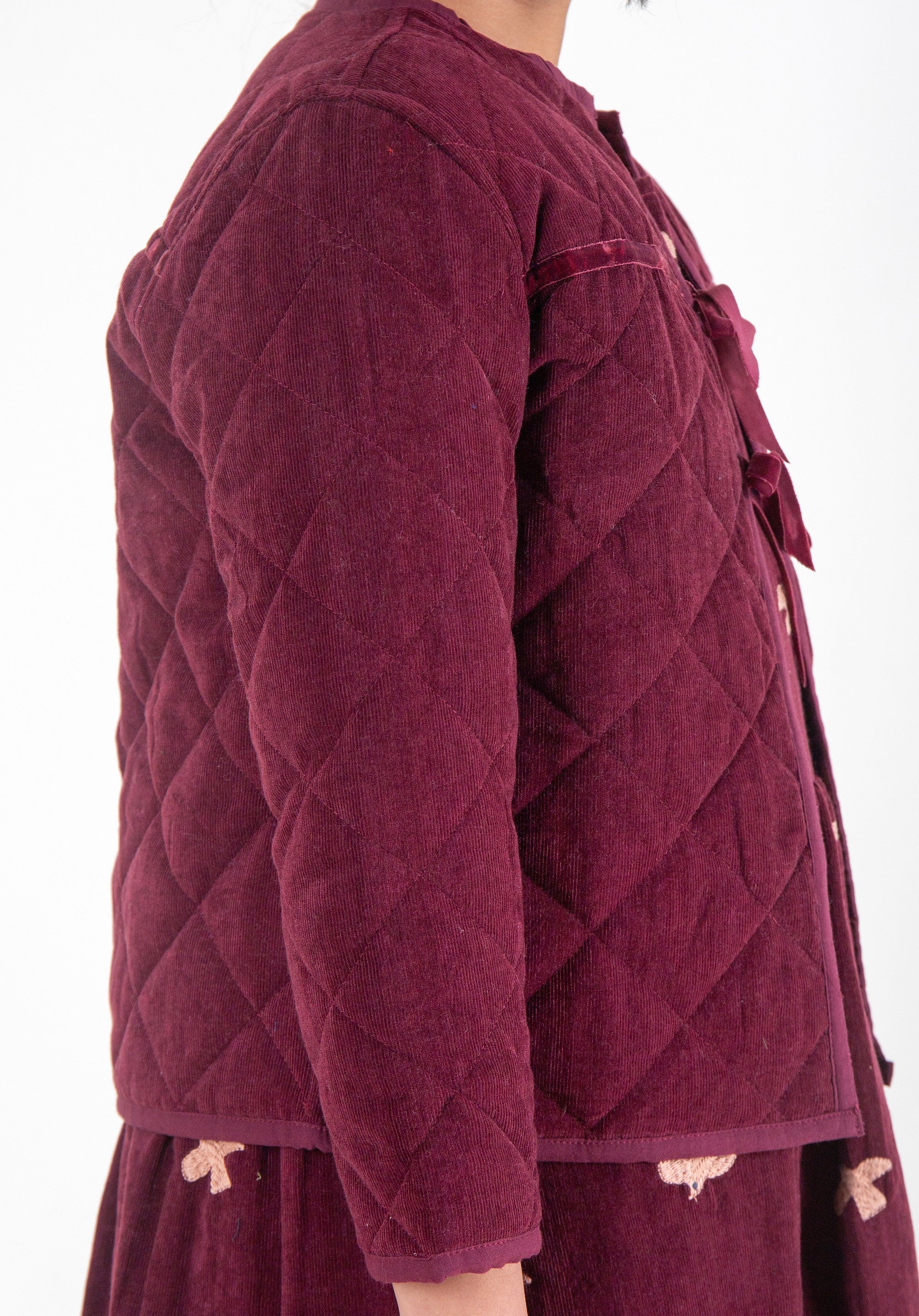 Quilted Reversible Corduroy Jacket Burgundy