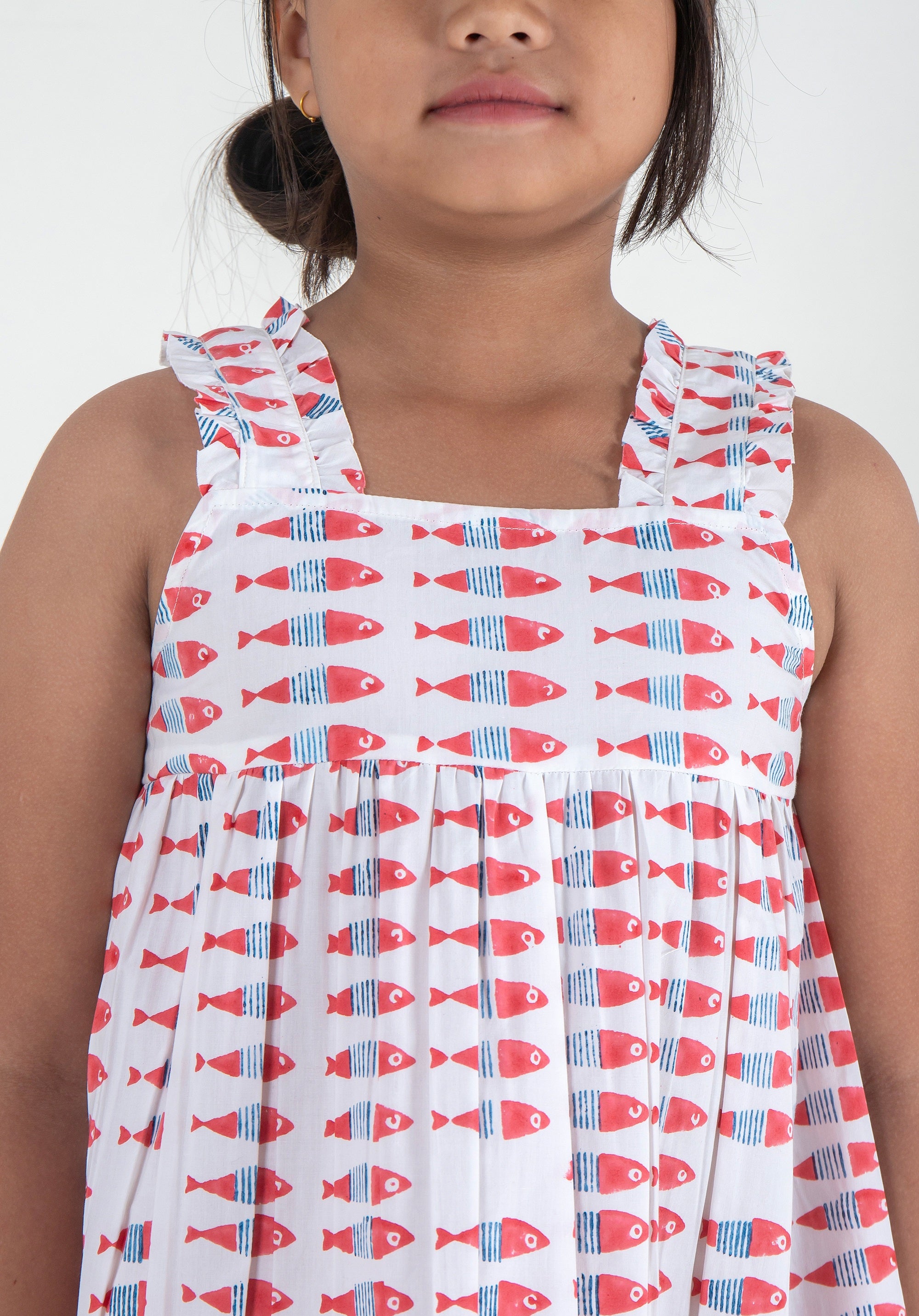 Girls Printed Nightdress Fish Orange