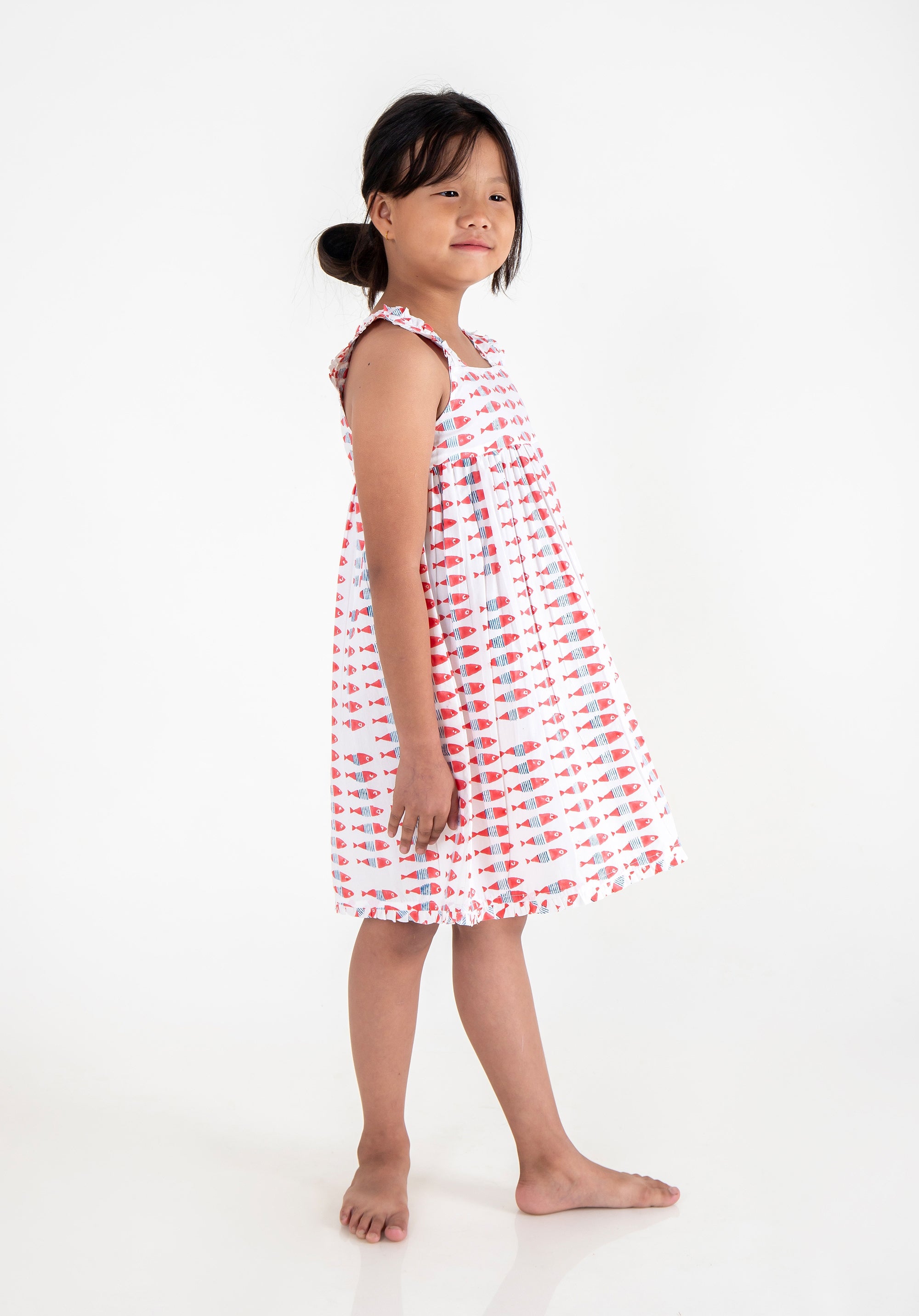 Girls Printed Nightdress Fish Coral