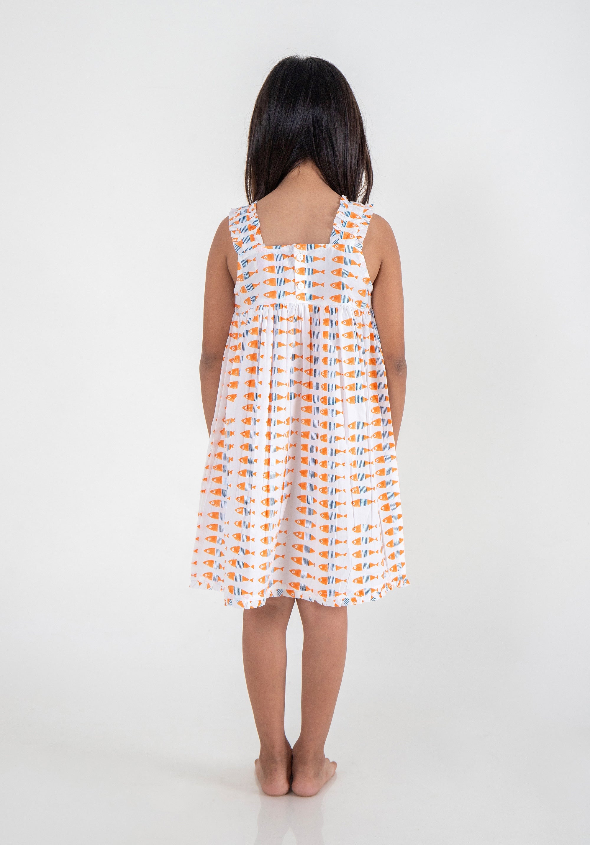 Girls Printed Nightdress Fish Orange