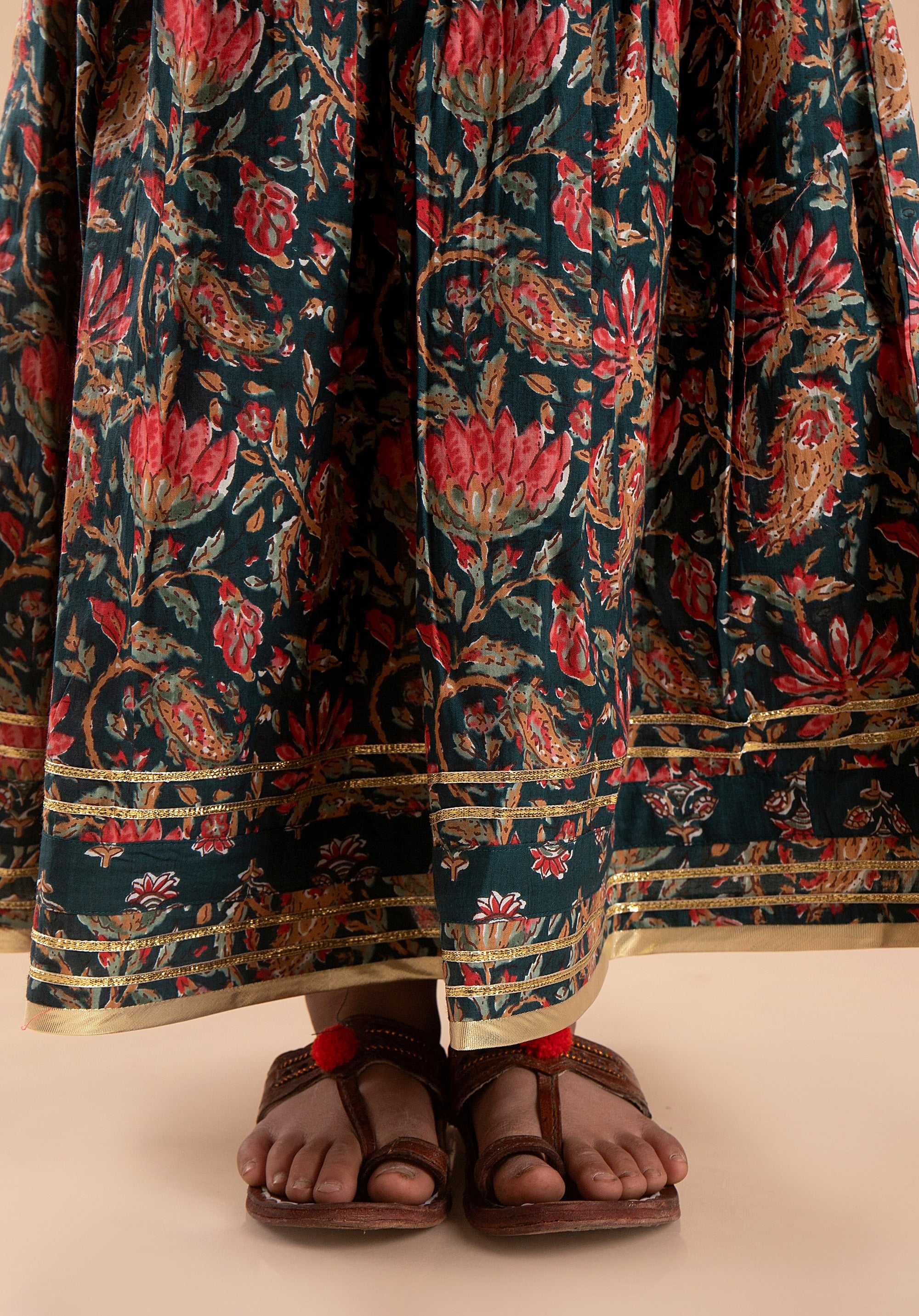 Girls Lehenga Choli Set Madhu Buti Teal