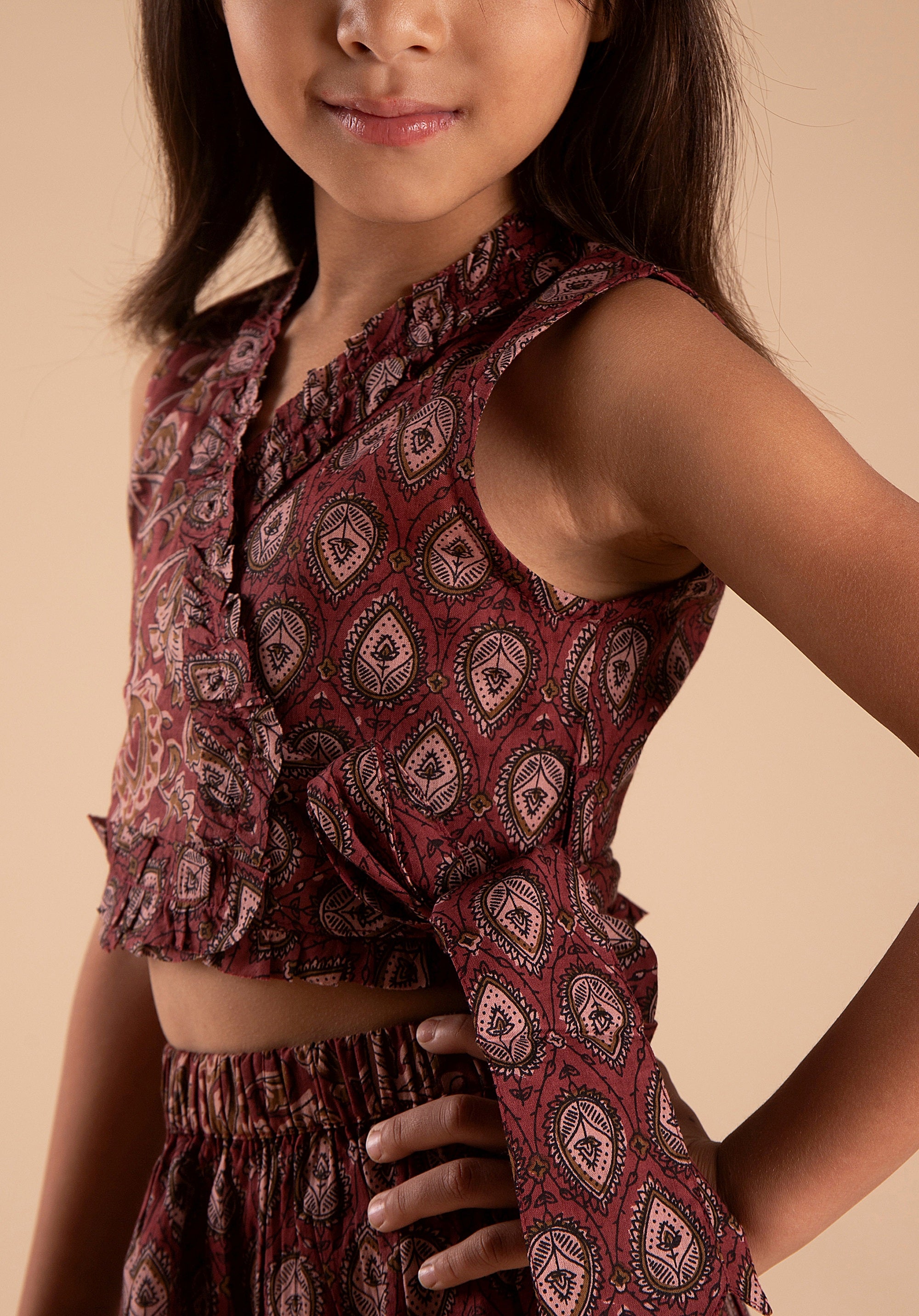 Girls Lehenga choli set Garima Maroon