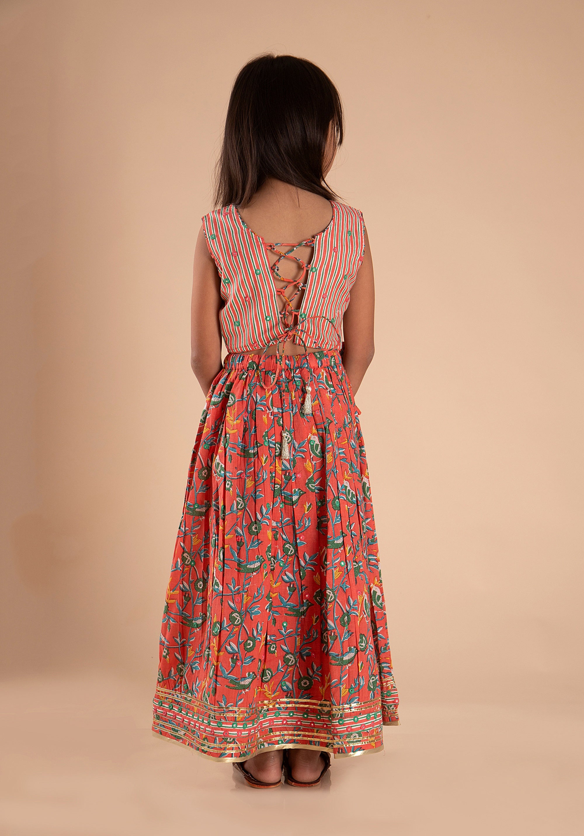 Girls Lehenga Choli Set Madhu Bird Red