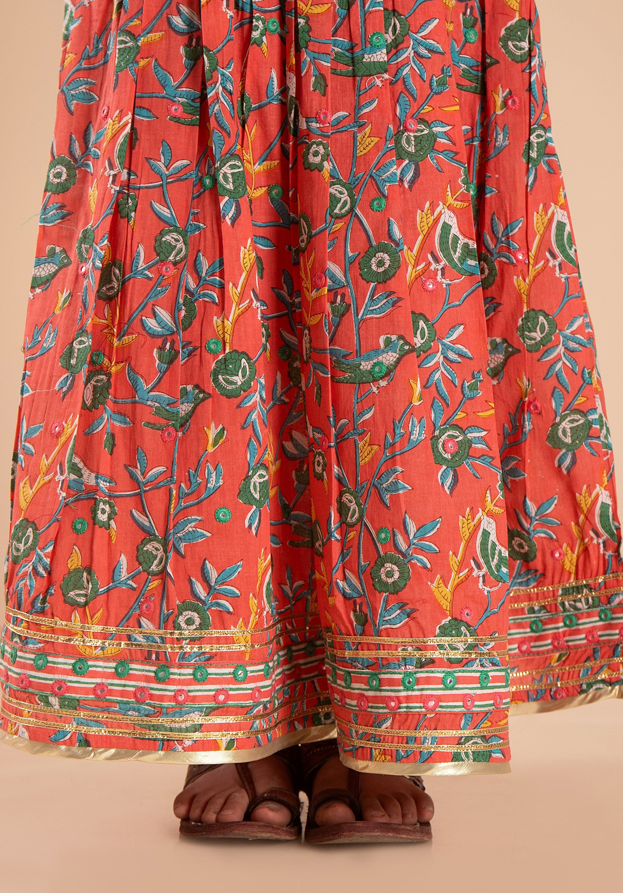 Girls Lehenga Choli Set Madhu Bird Red