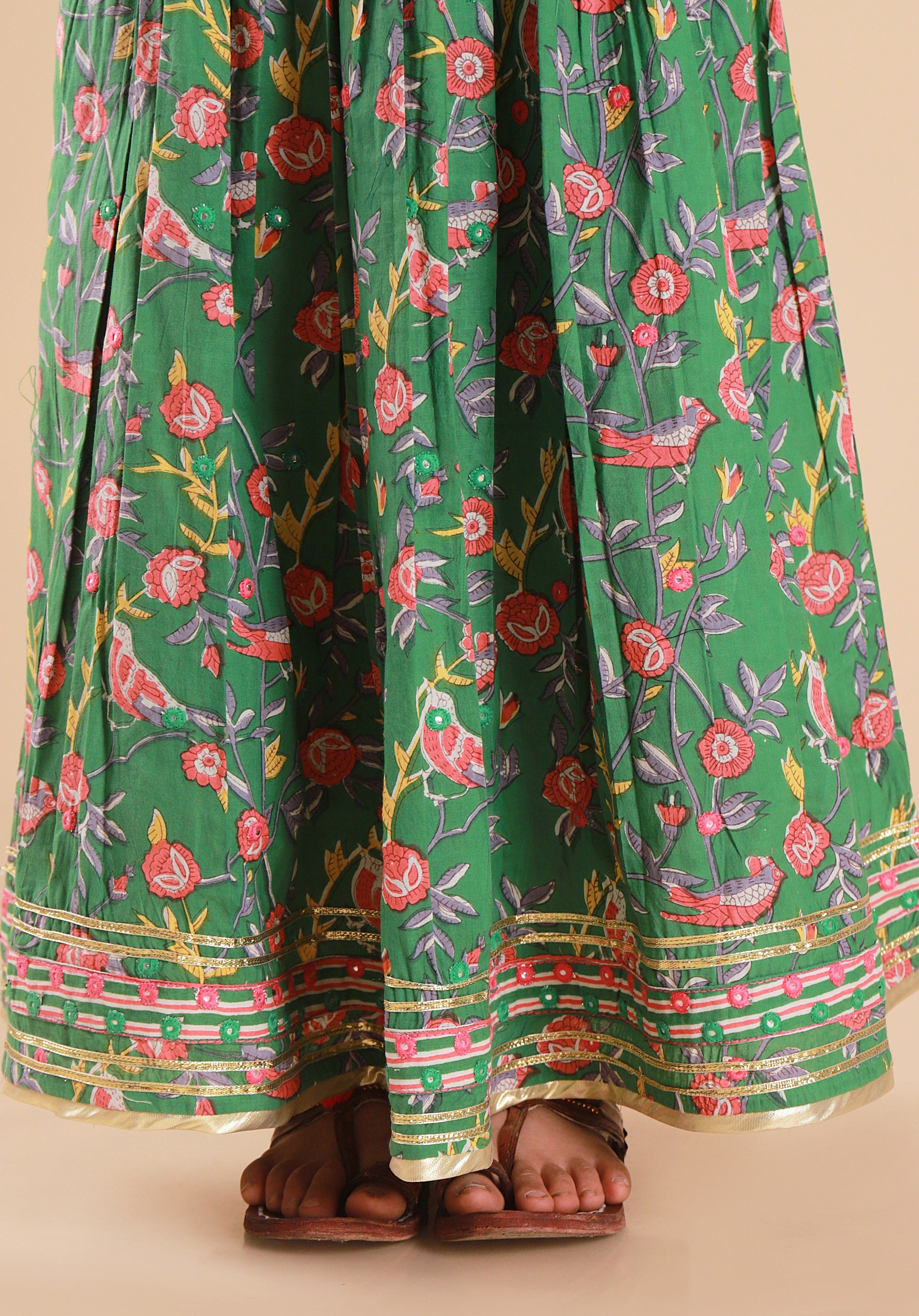 Girls Lehenga Choli Set Madhu Bird Green