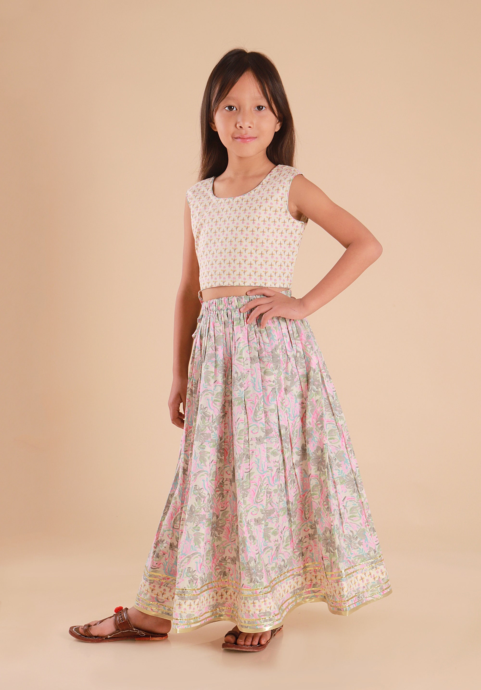 Girls Lehenga Choli Set Madhu Pink