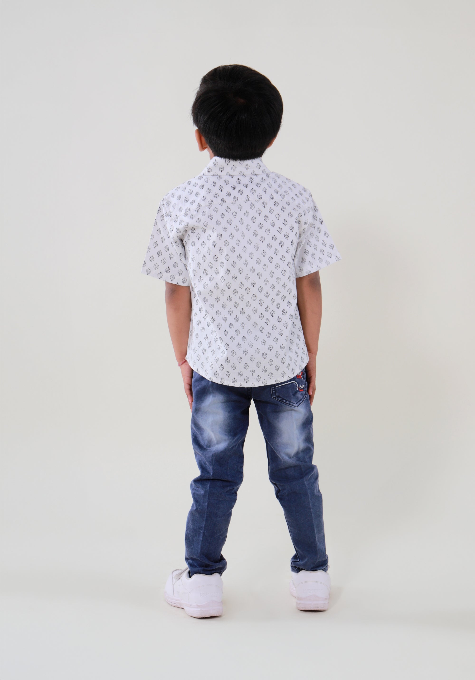 Block Printed Boy's Shirt Buti Black