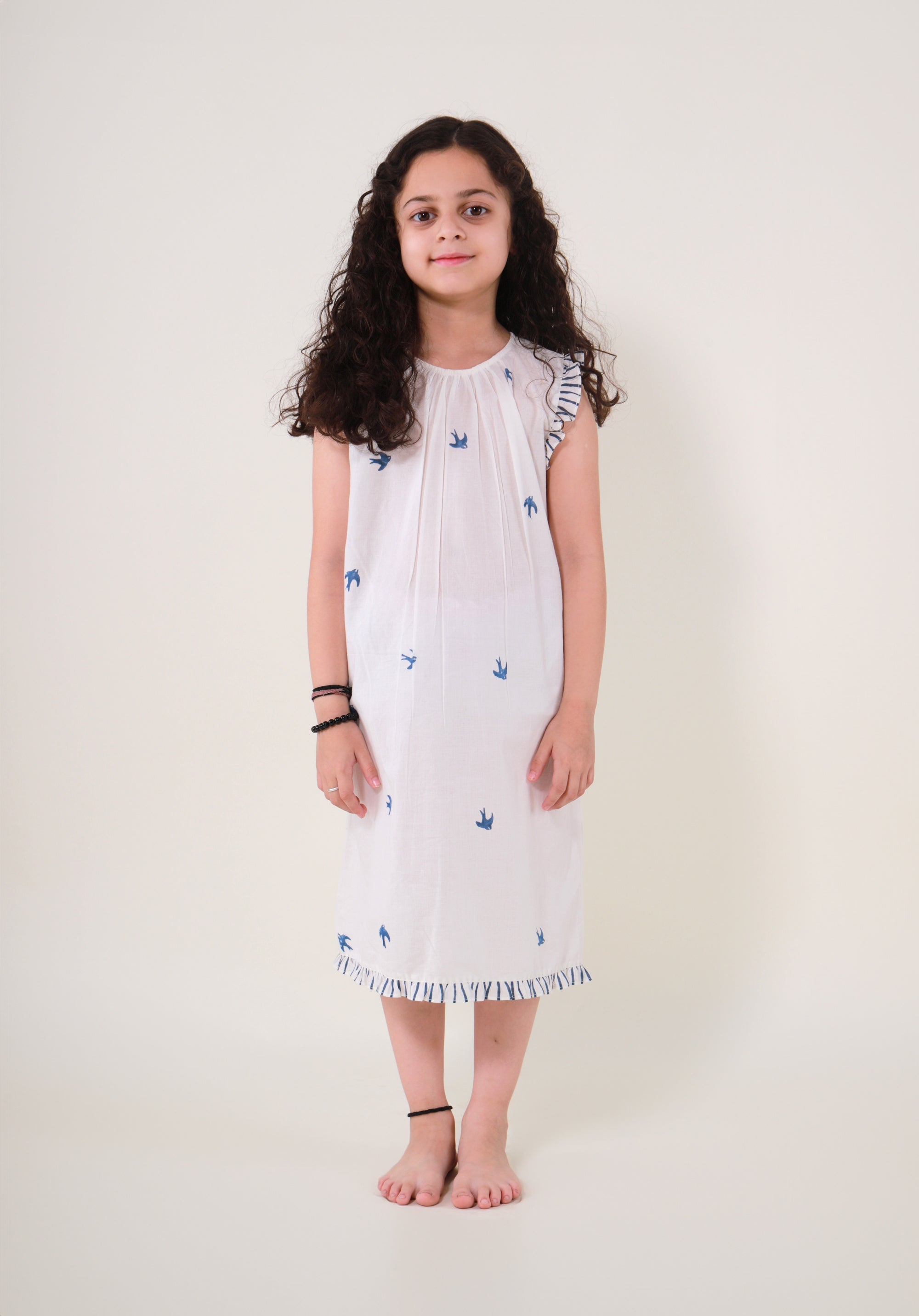Girls' Night dress Bird Blue