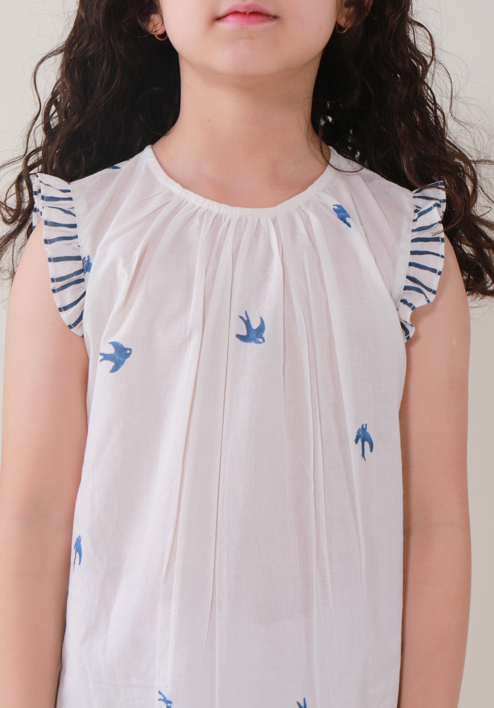 Girls' Night dress Bird Blue