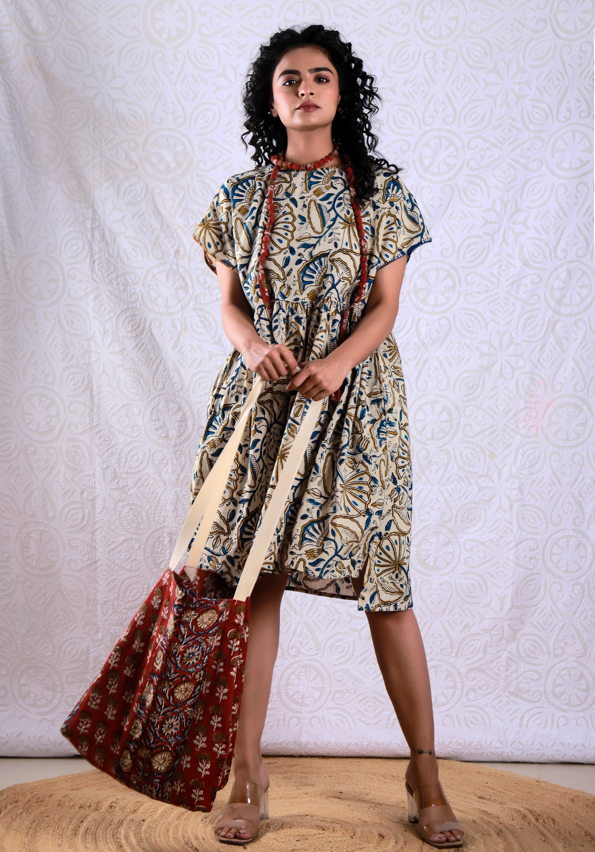 Block printed Jhola Bag Rust