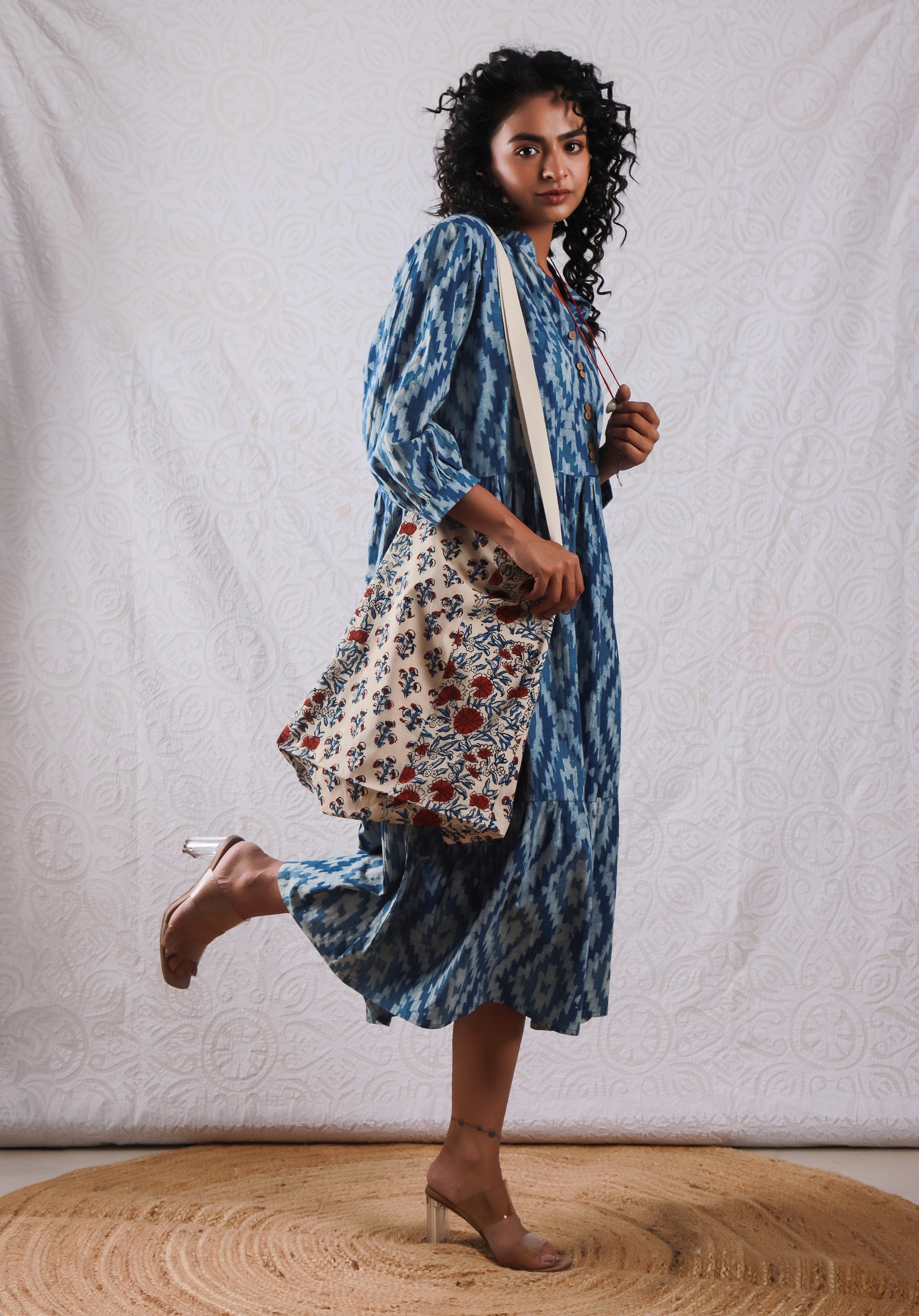 Block printed Jhola Bag Off White