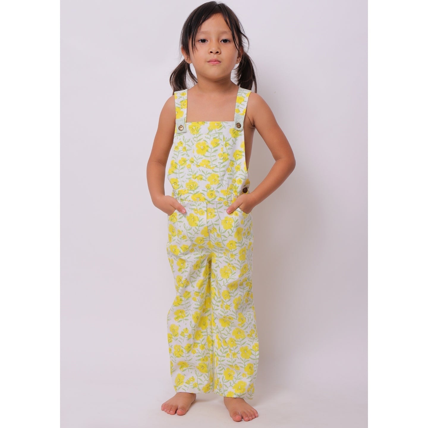 Floral Full Length Dungaree Yellow