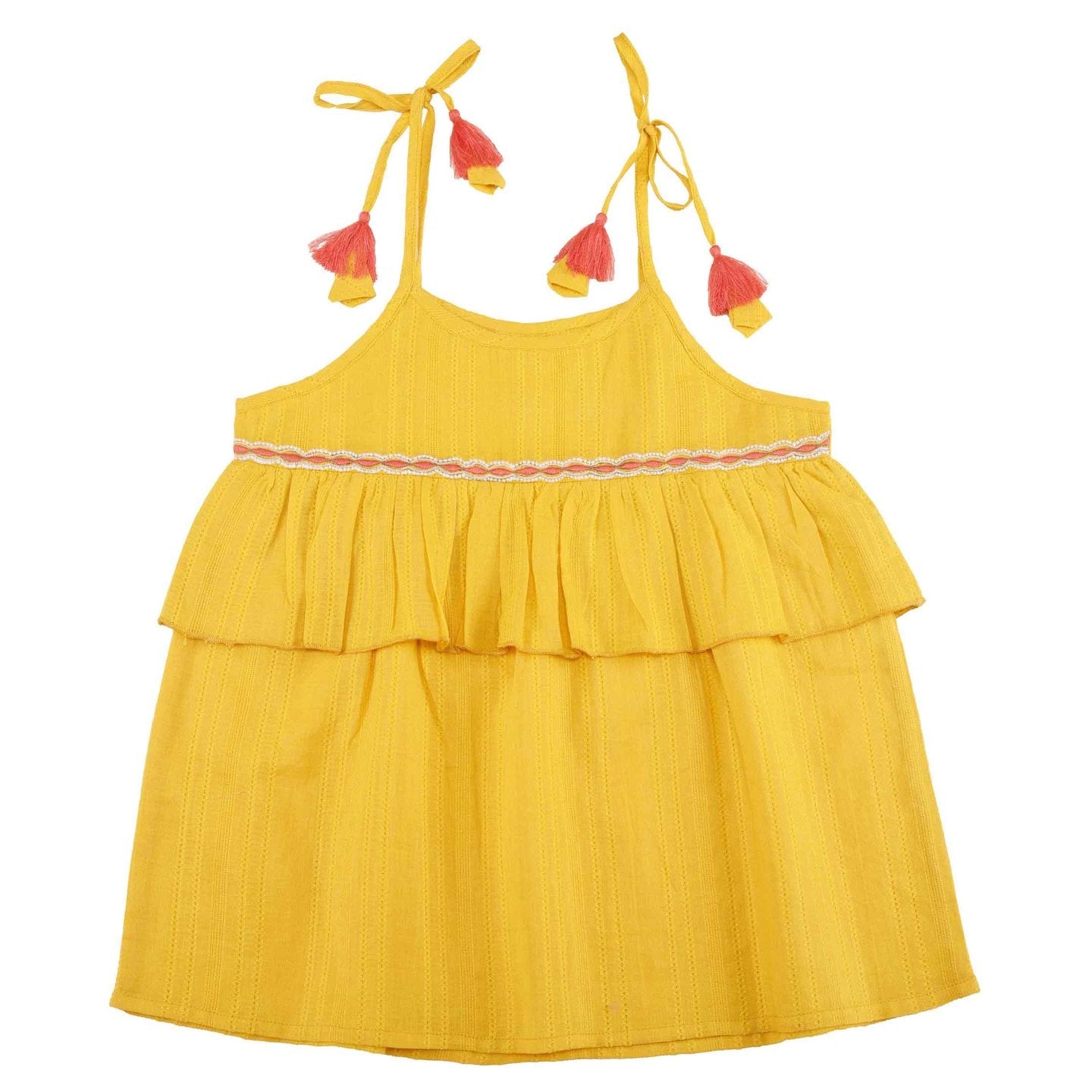Cotton Dobby Solid strap Top Kamya Yellow
