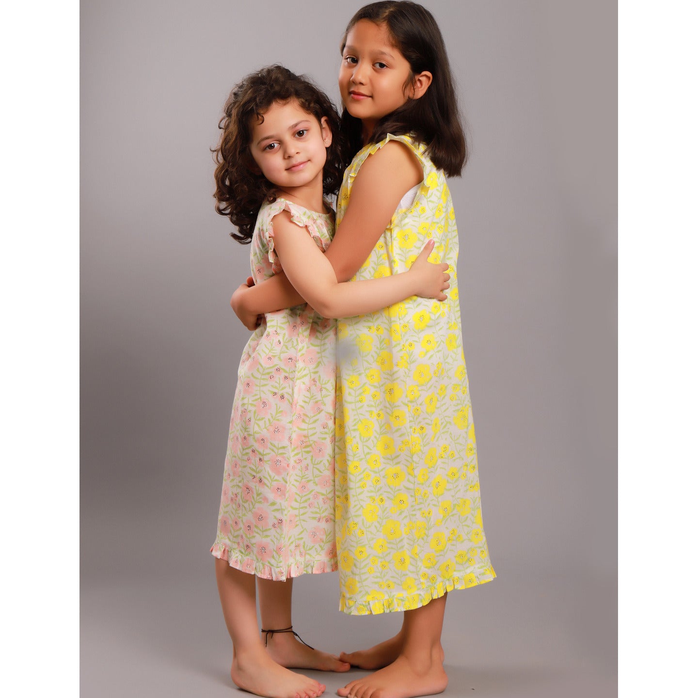 Floral Girls' Night Dress Yellow