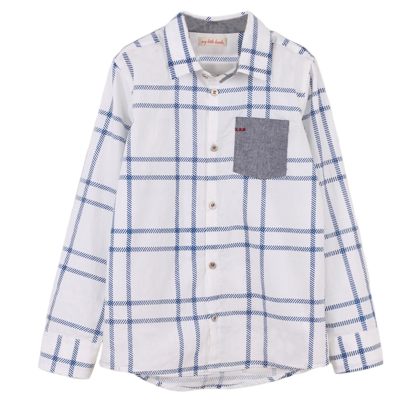 Printed Boy's Shirt Check Blue