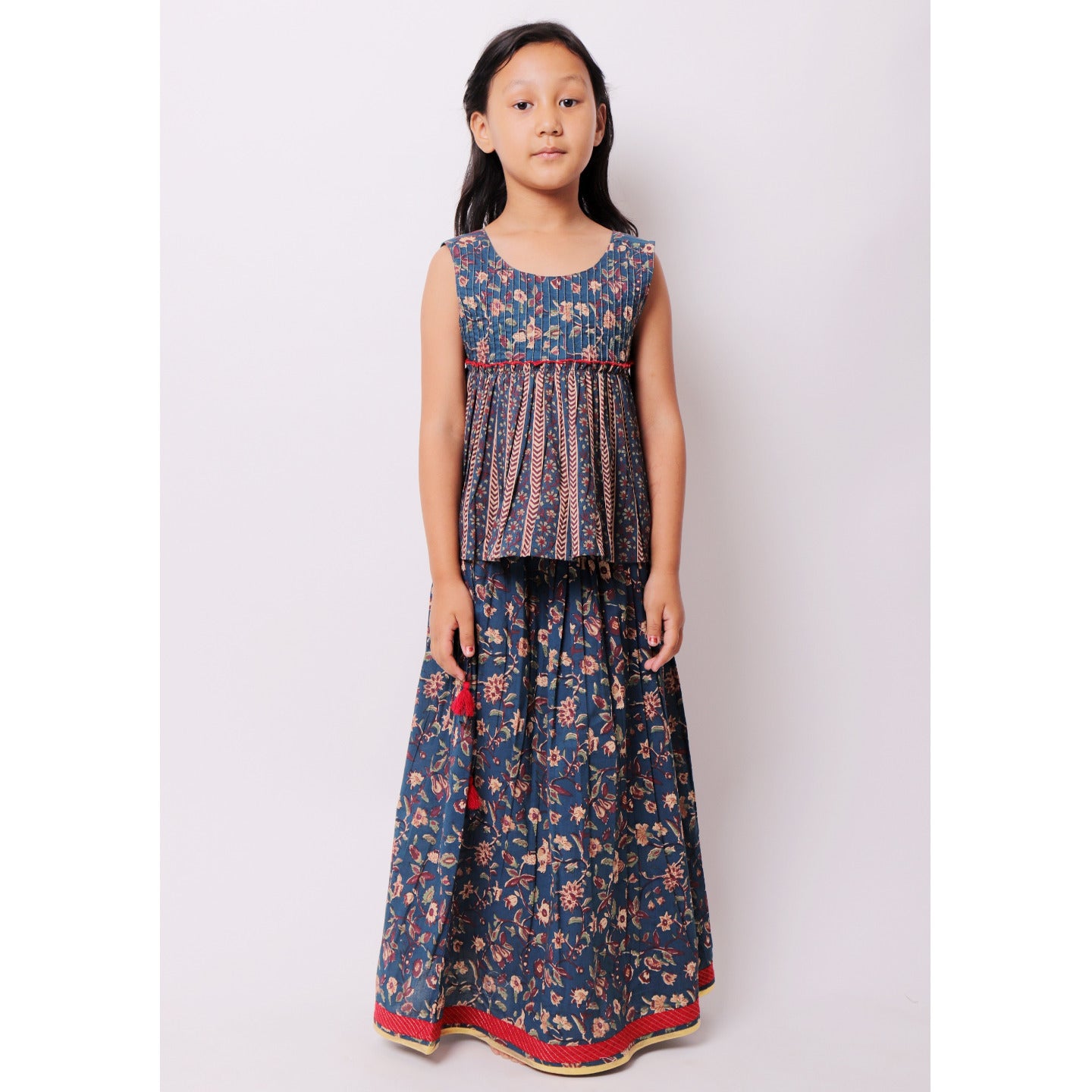 Pom Jaal Teal Lehenga Choli set