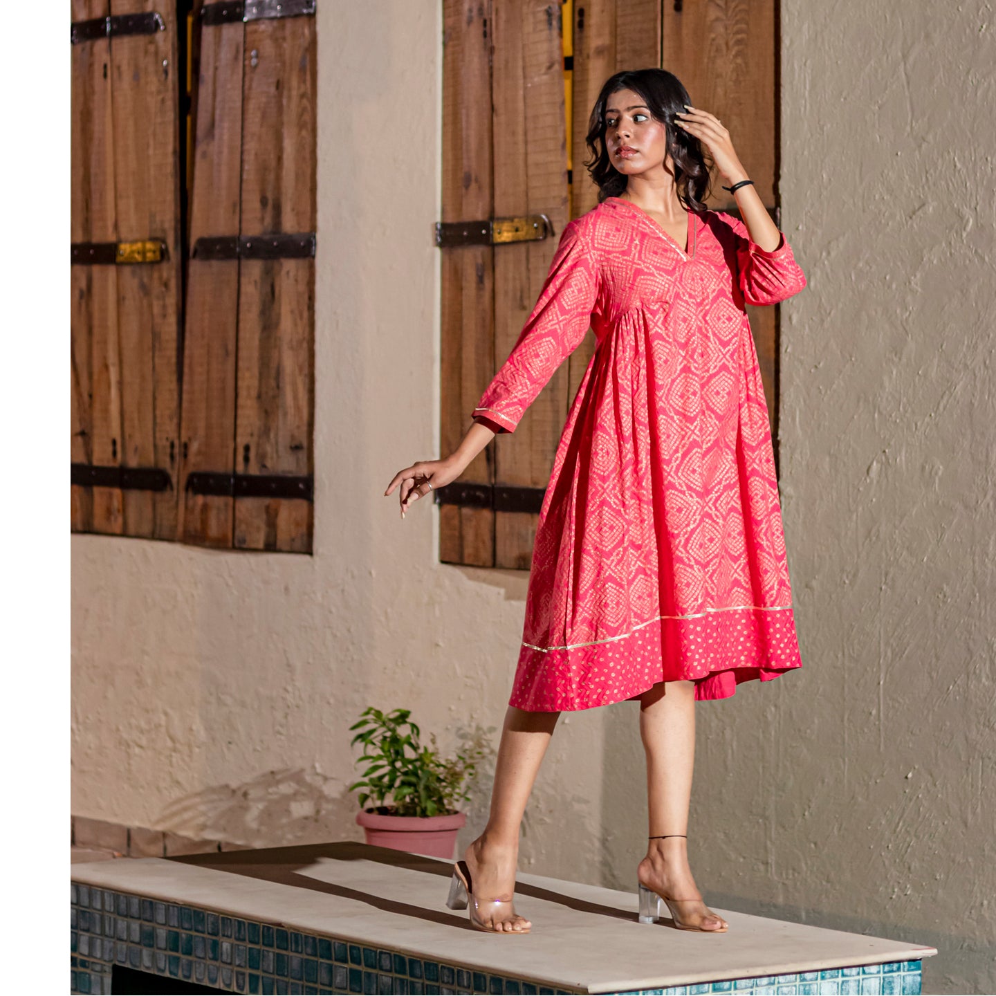 Women kurta dress Coral red