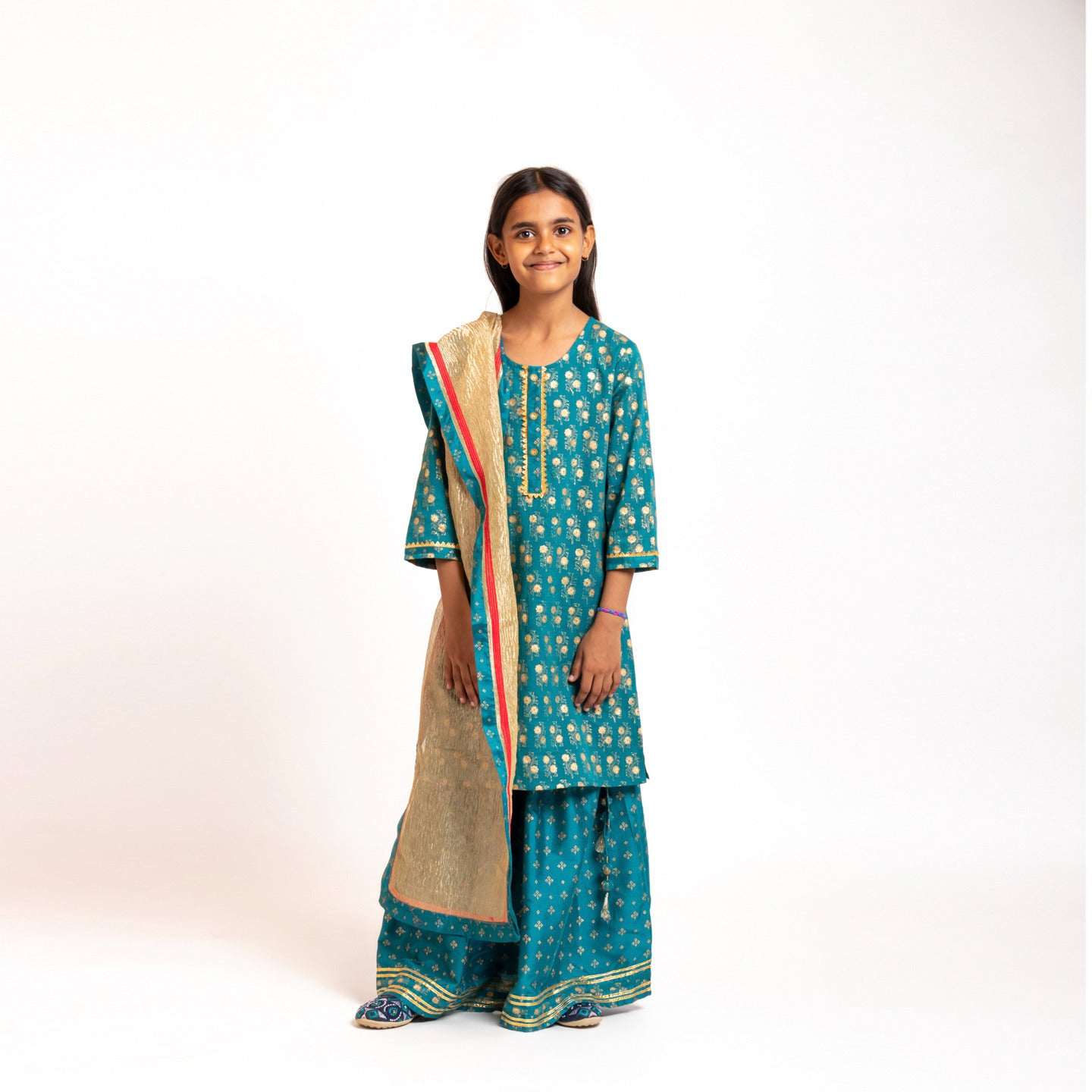 Girls Lehenga Kurta Set Blue