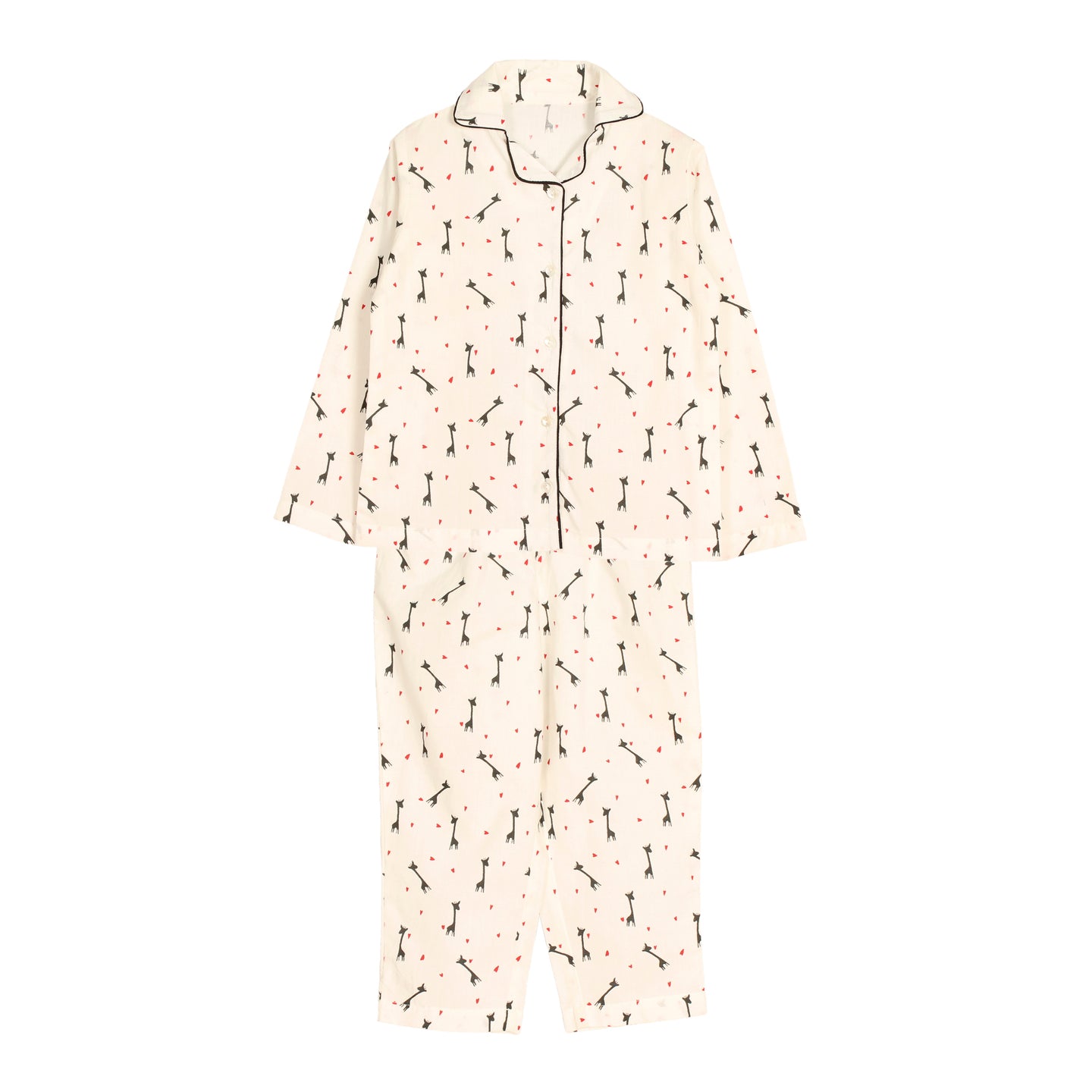 Printed unisex Night Suit Giraffe Black