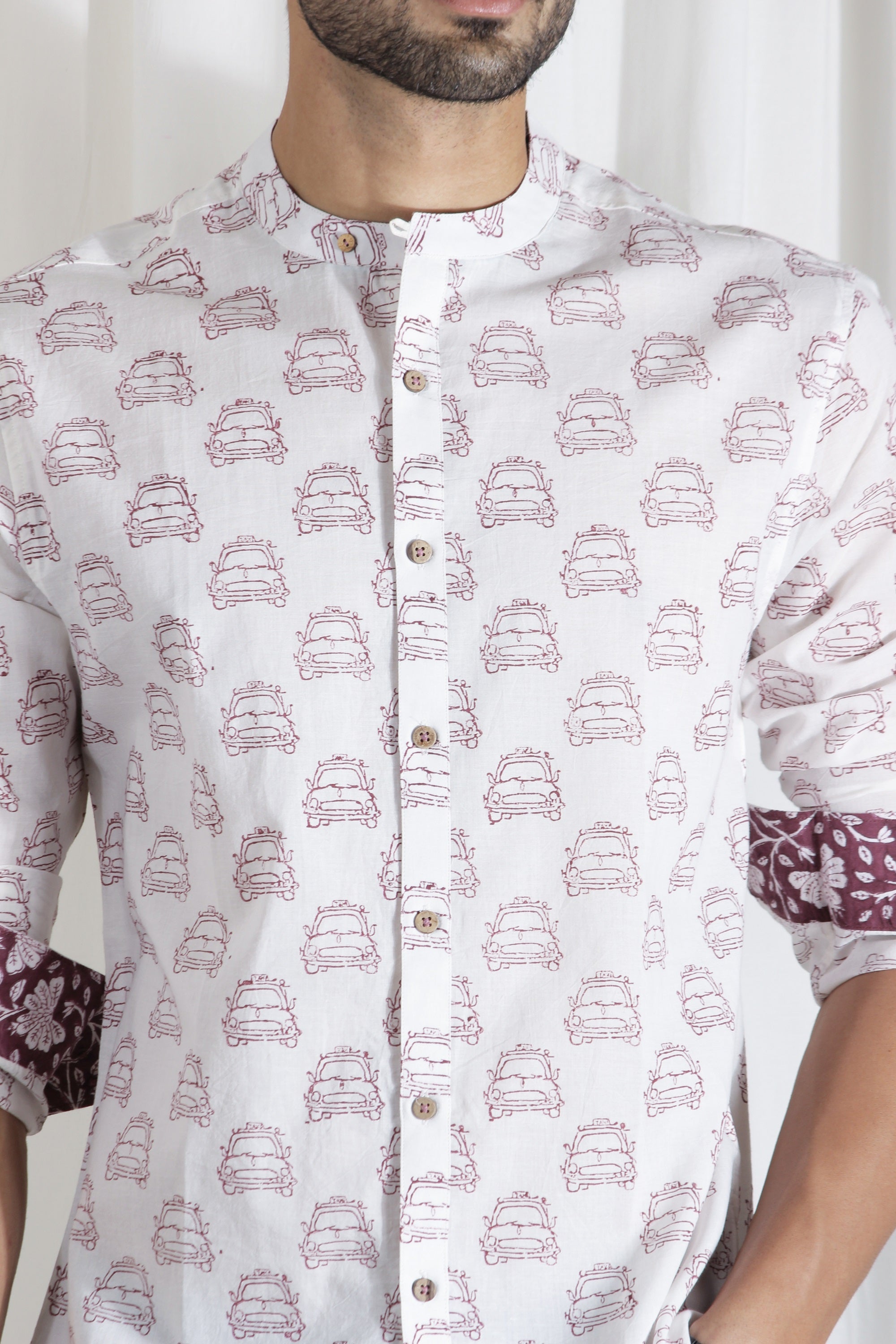 Organic Block Printed Men's Shirt