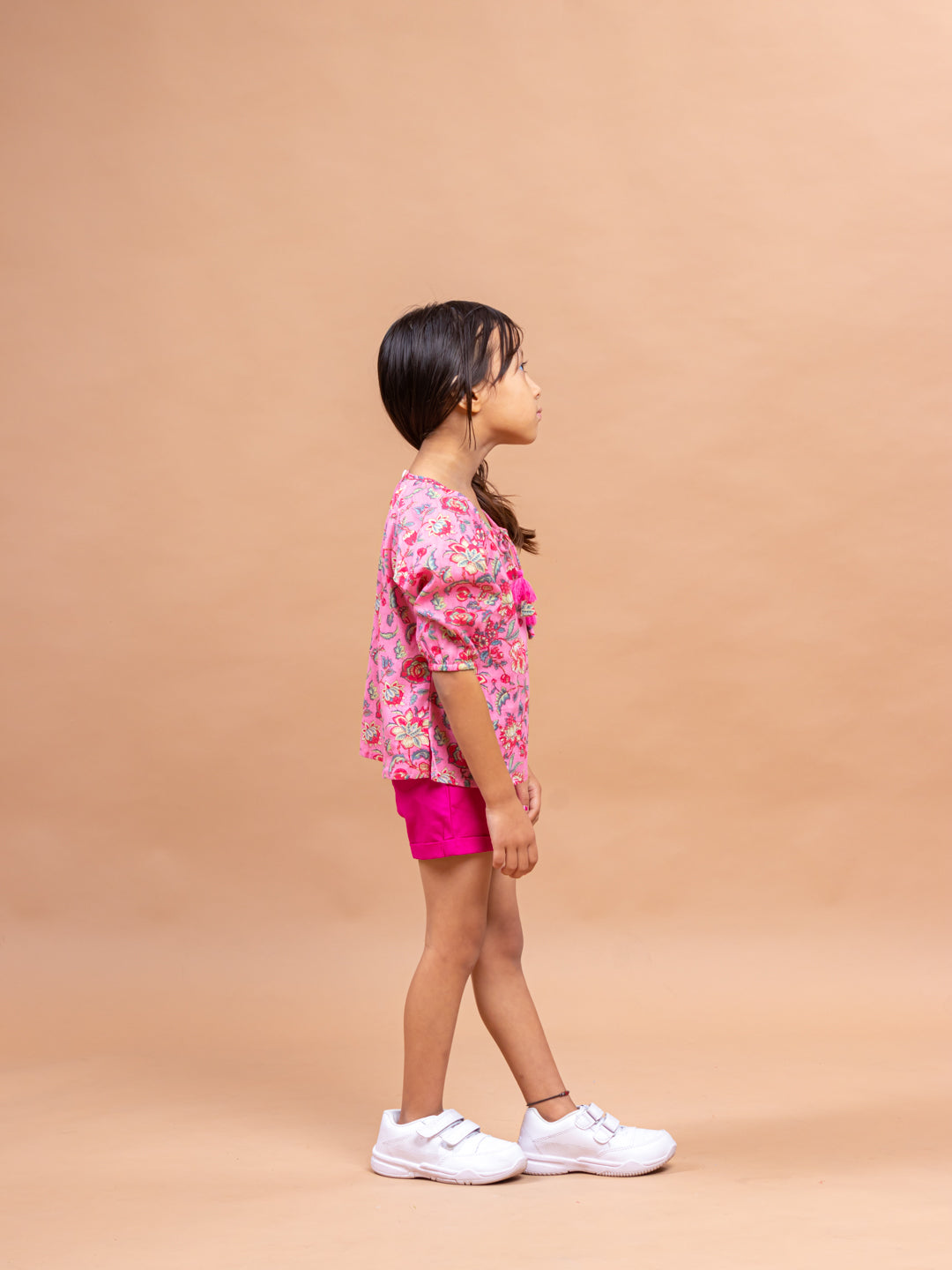 Girls Printed Top Meghna Jaal Pink