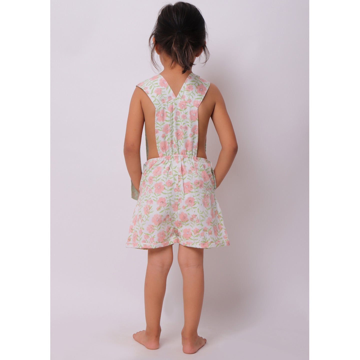 Floral Short Dungaree Pink