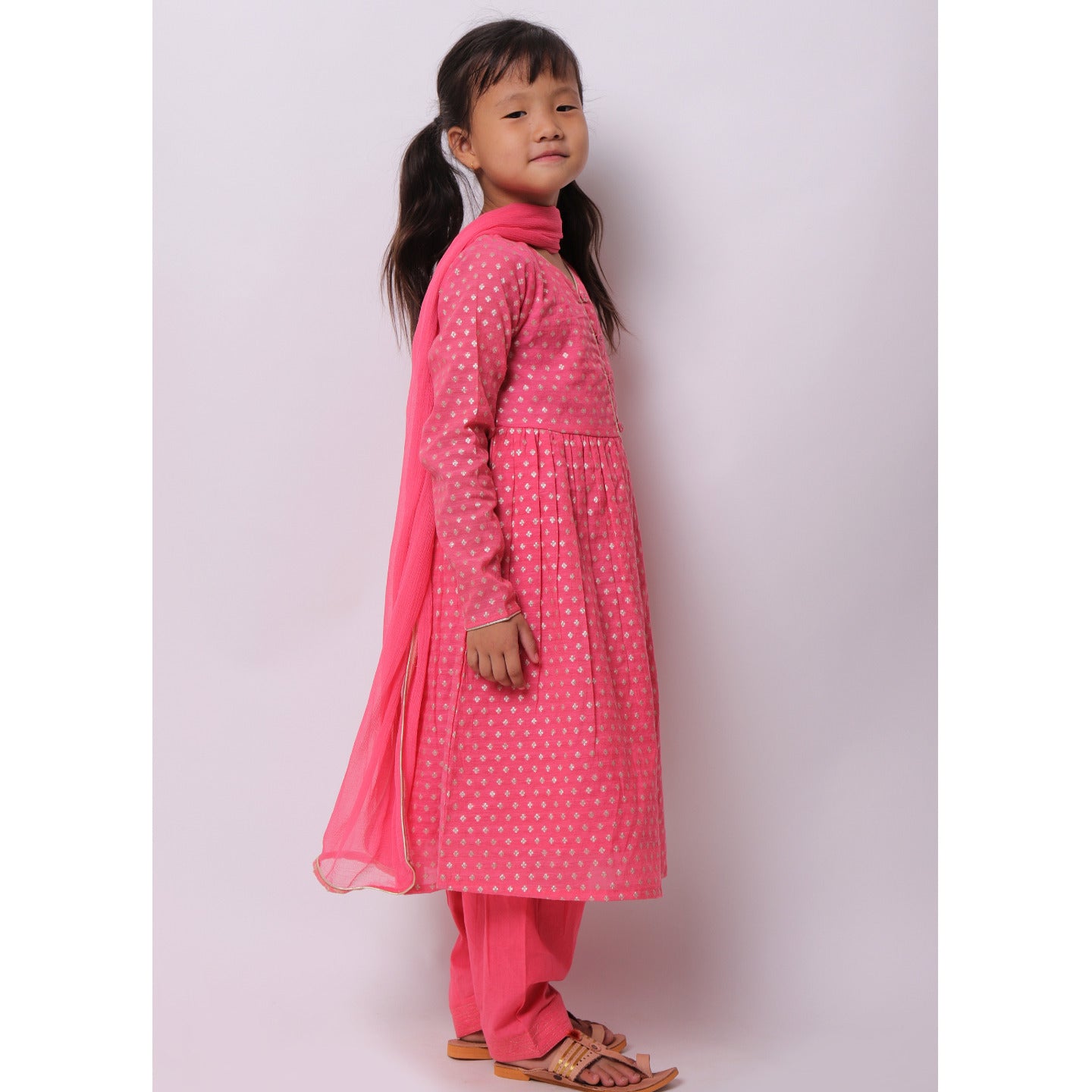 Banarasi Papiha Kurta Set Pink