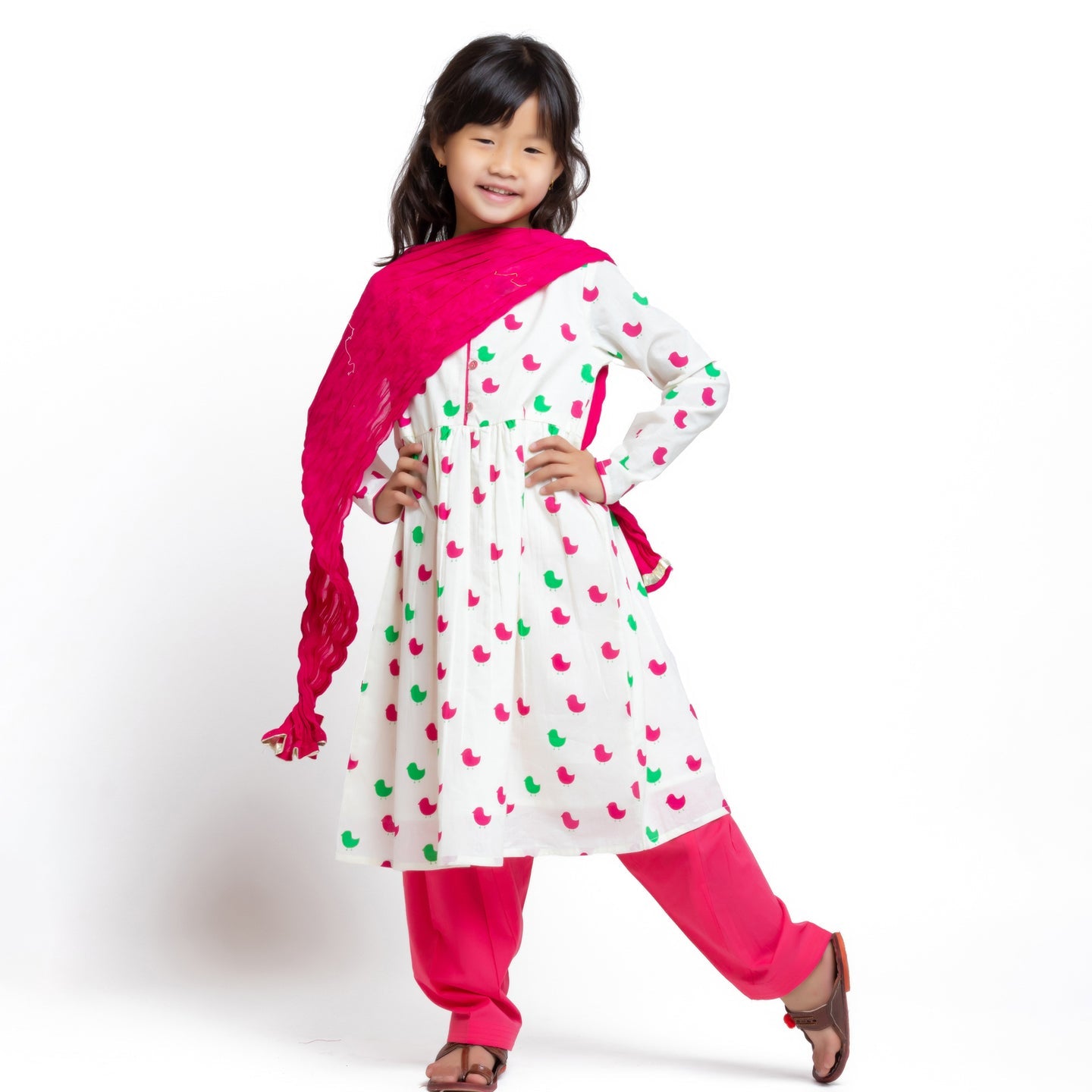 Papiha Kurta Set Two Color bird print