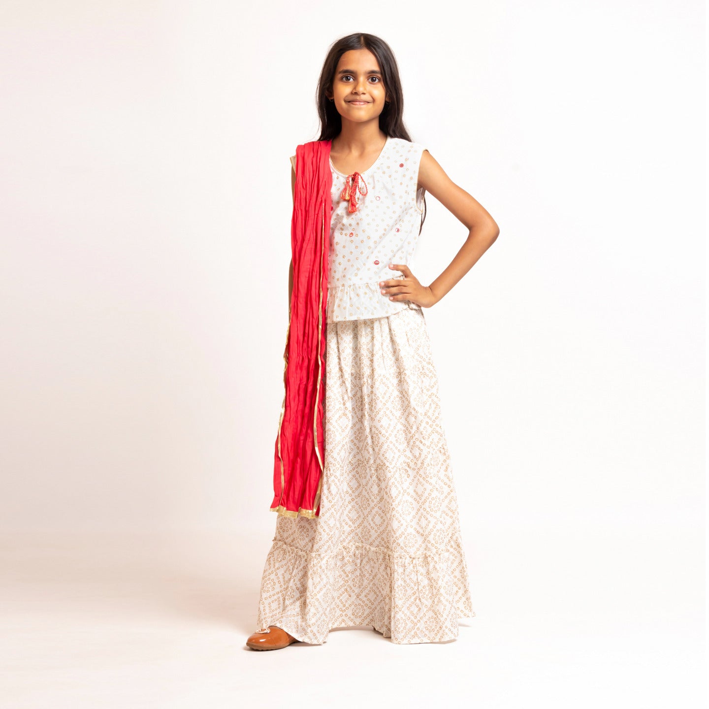 Girls Lehenga choli set White