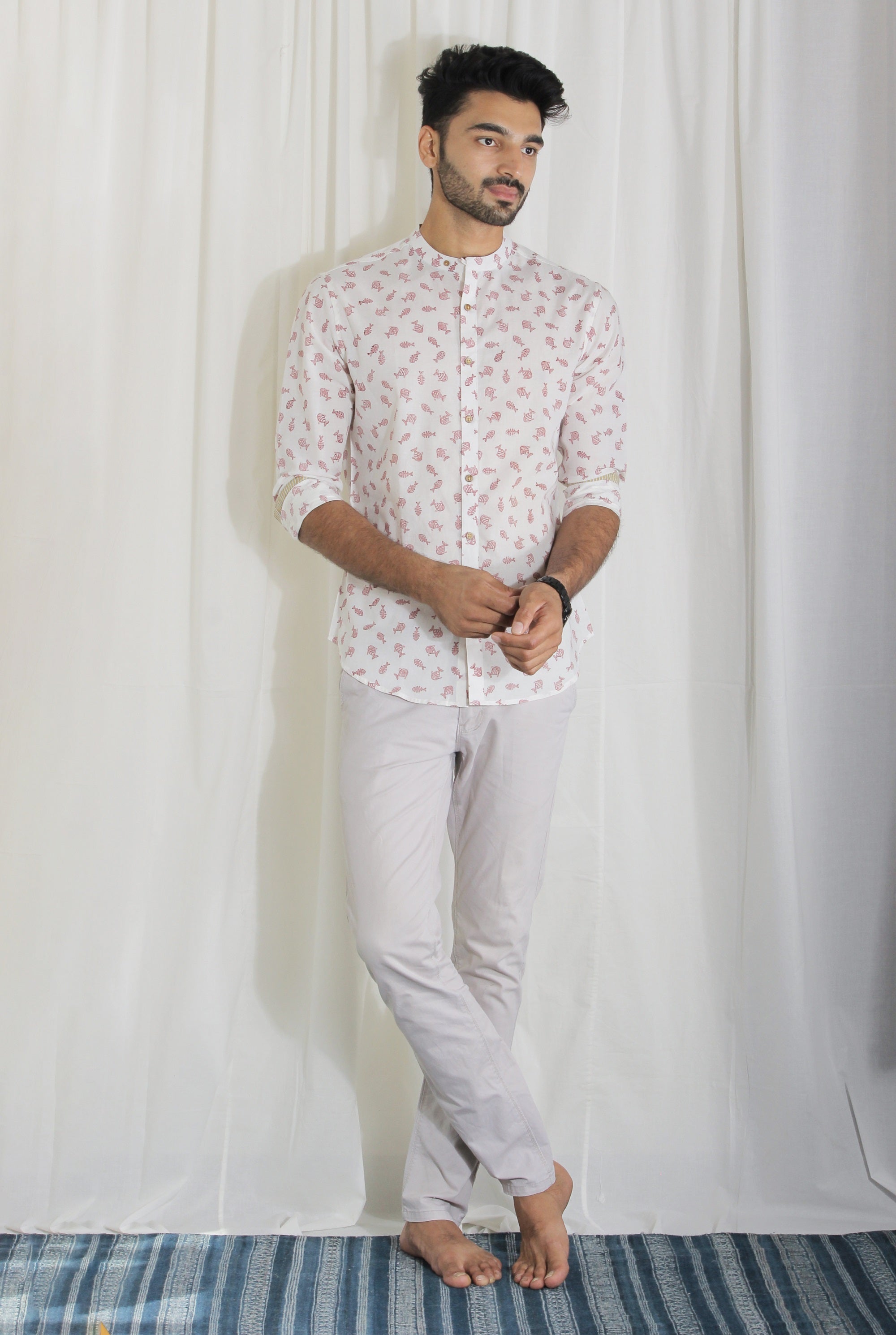 Organic Block Printed Men's Shirt