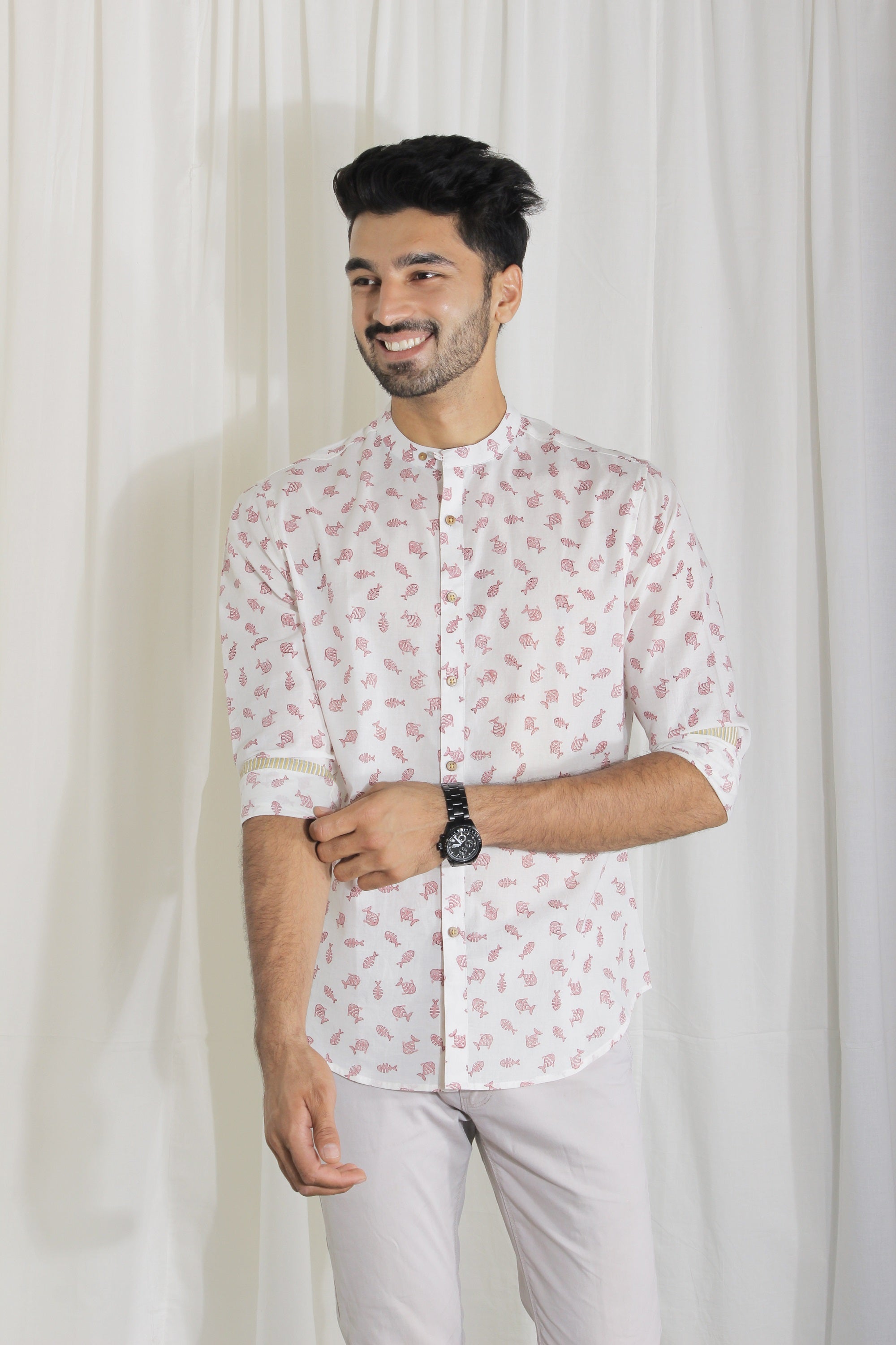 Organic Block Printed Men's Shirt