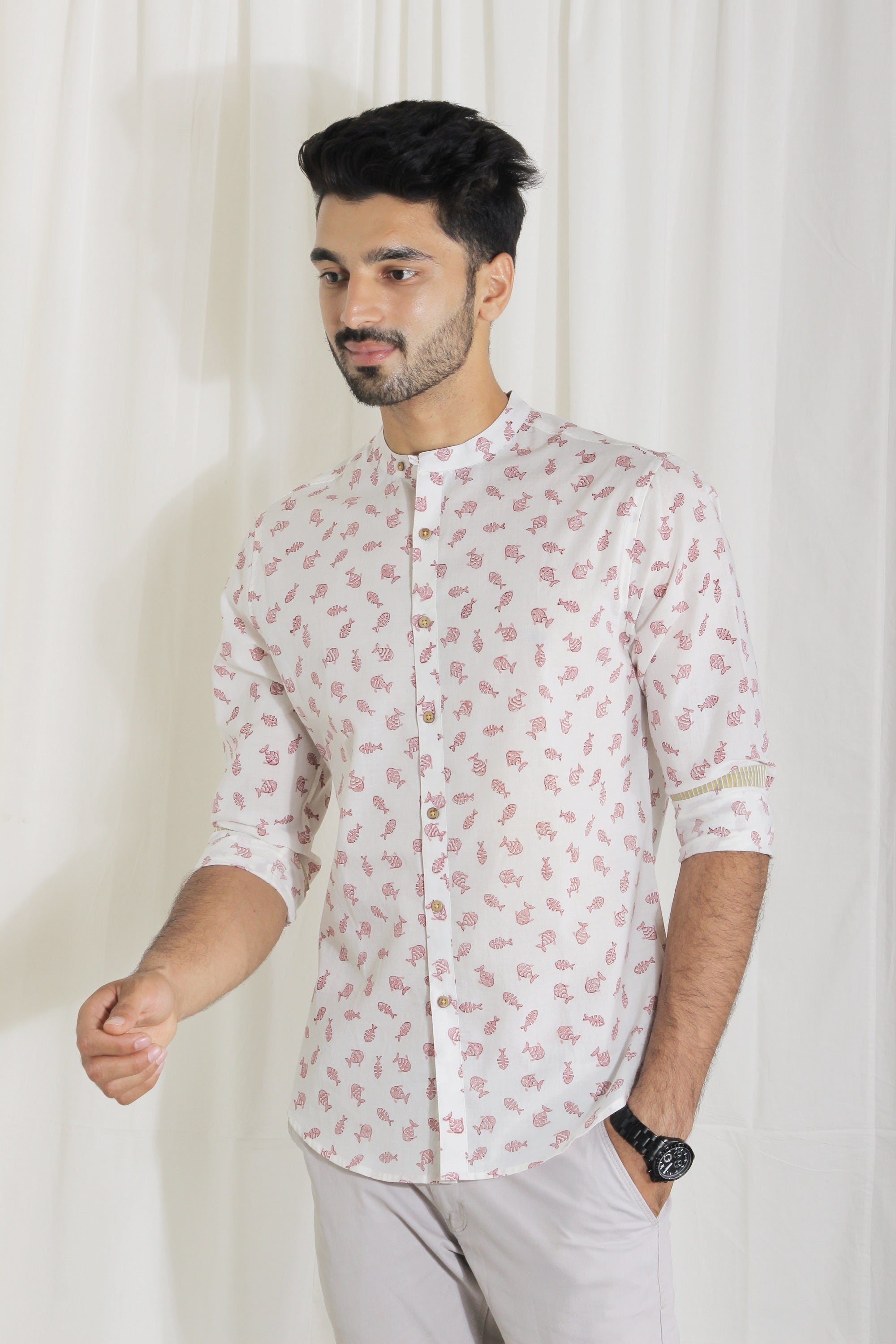 Organic Block Printed Men's Shirt