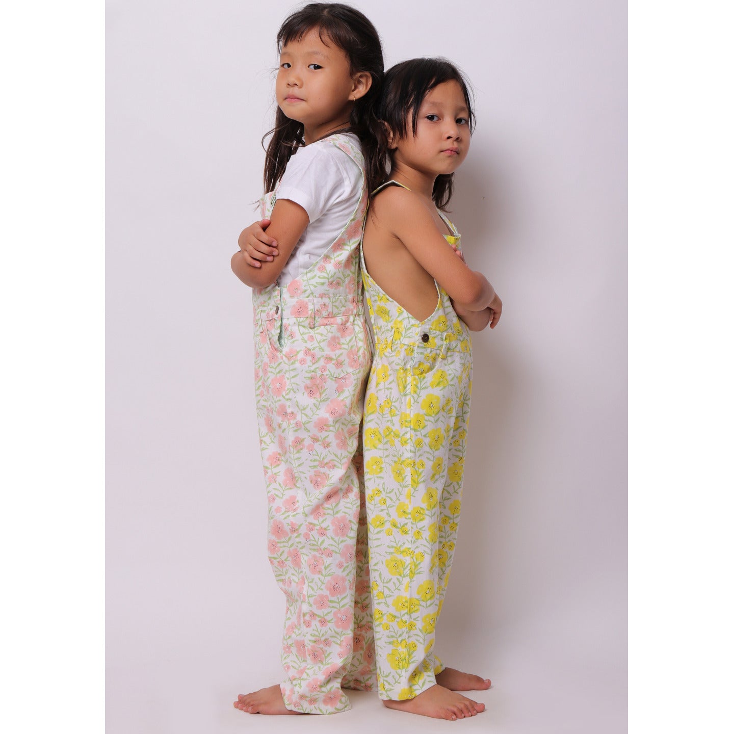 Floral Full Length Dungaree Yellow