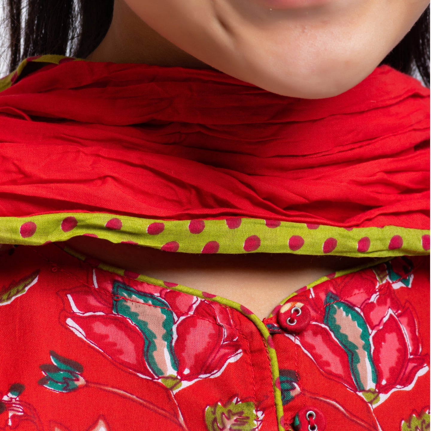 Papiha Kurta Set Red Jaal Floral