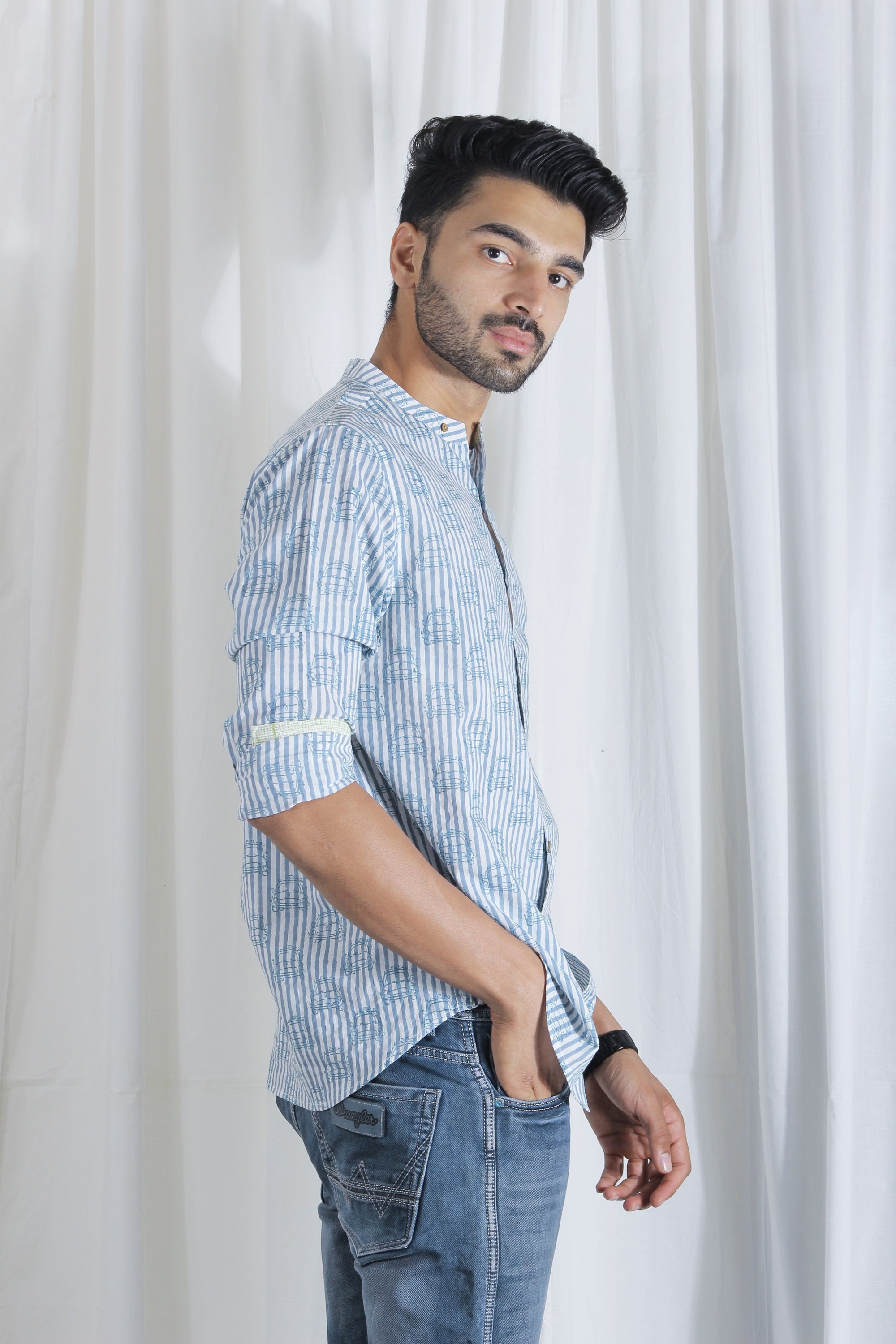 Organic Block Printed Men's Shirt